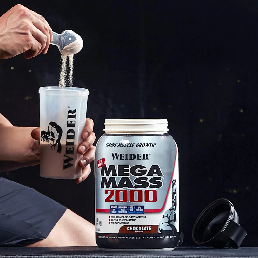 Weider Mega Mass 2000 Chocolate 1500 g 67% Carbohidratos 16% Proteínas Vitaminas Minerales