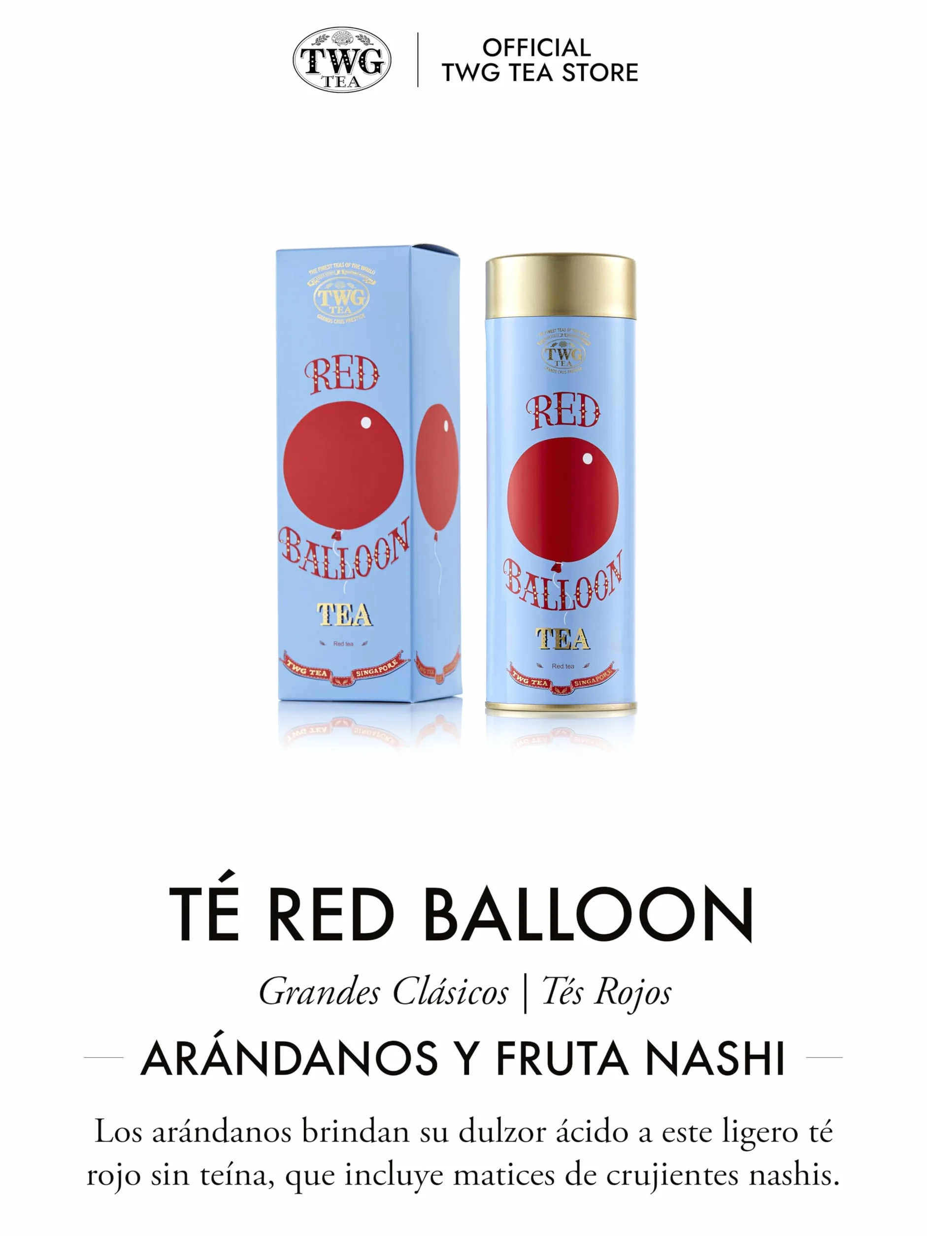 TWG Tea | Red Balloon Tea | Té de Rooibos | Coco y Arándanos | Lata Alta Costura, 100G | Caja de Regalo Originales