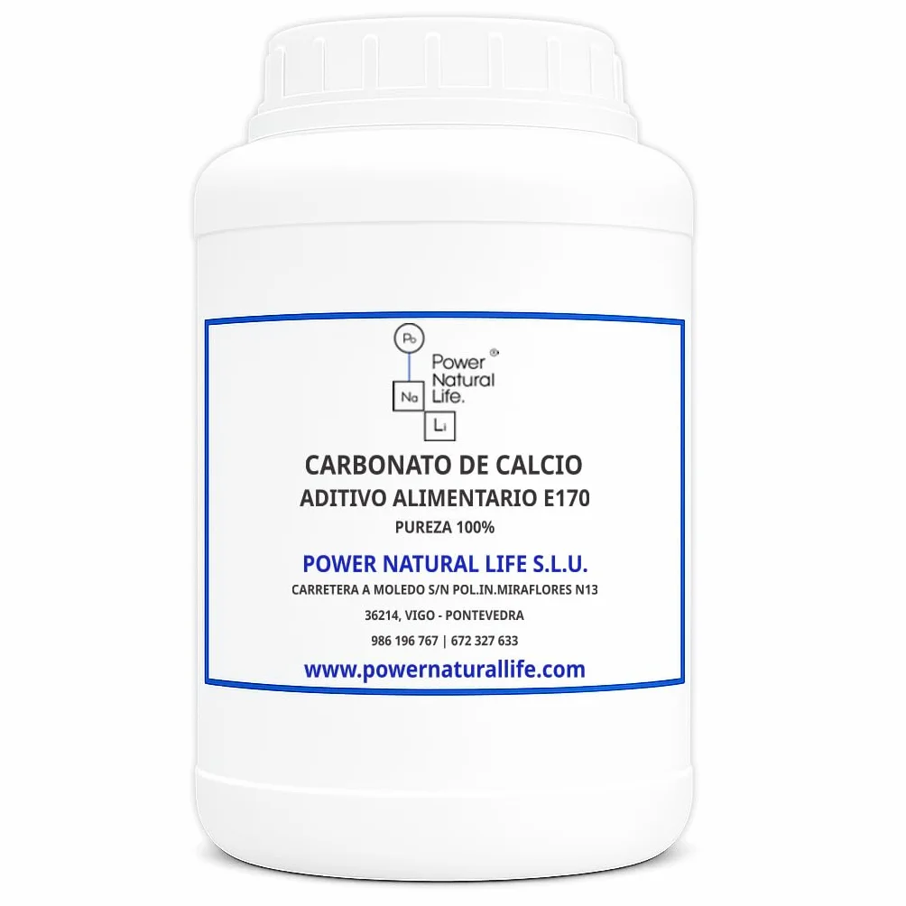 Power Natural Life Carbonato de Calcio en Polvo 1 kg Aditivo E170 Regulador de Acidez