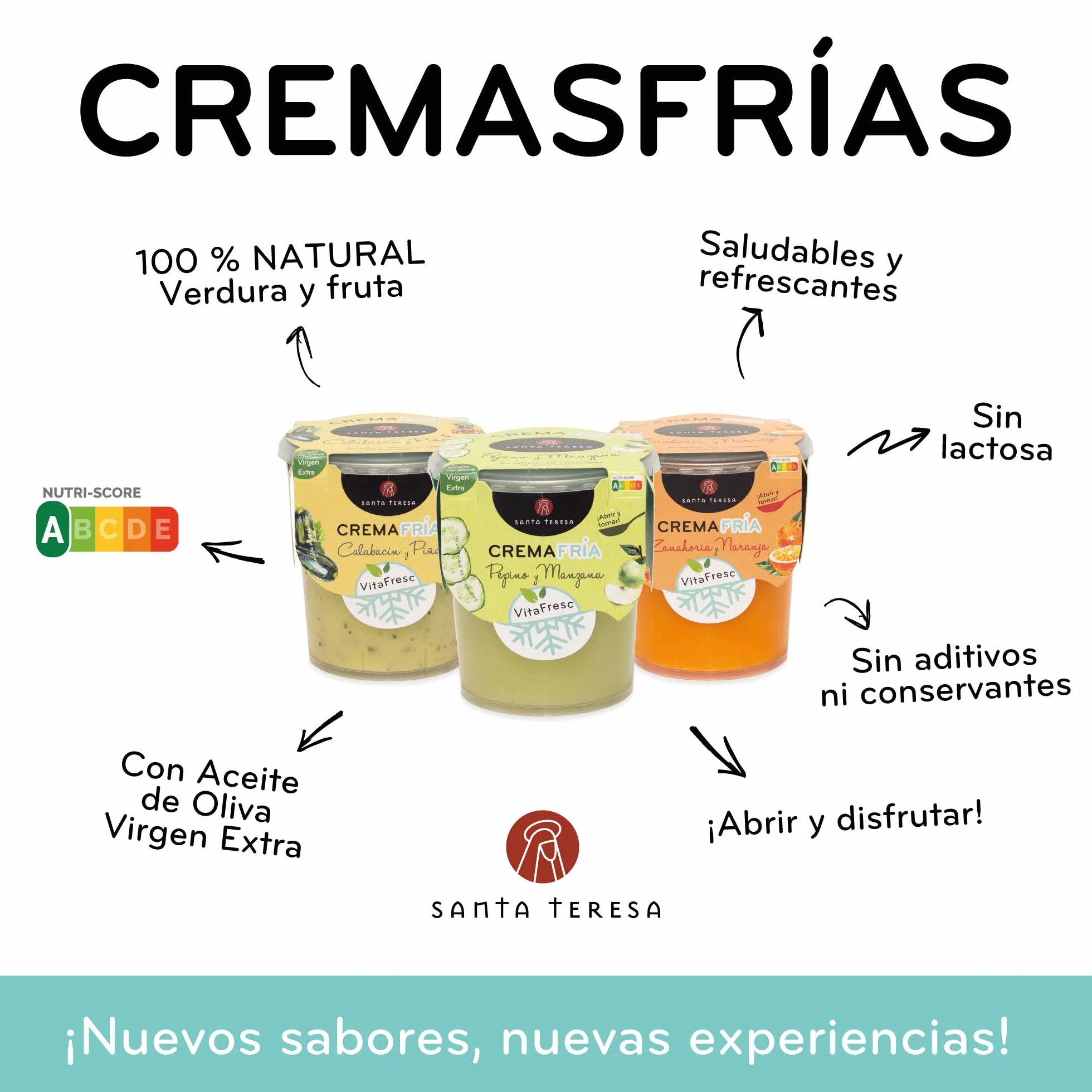 Santa Teresa - Pack de 6 Cremas Frías de Pepino y Manzana. 2.400ml