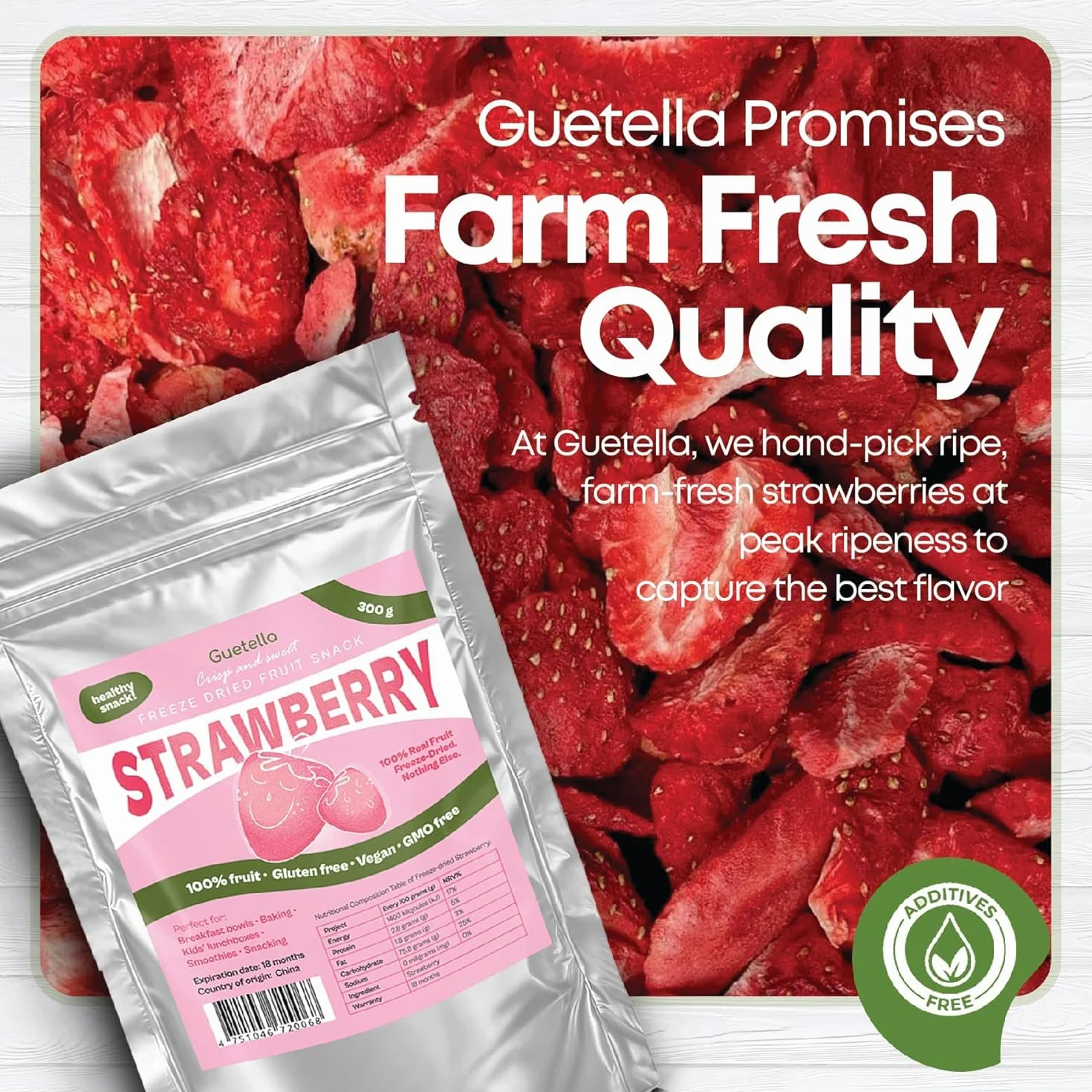 Fresas liofilizadas chips 100% fruta deshidratada natural sin aditivos snack