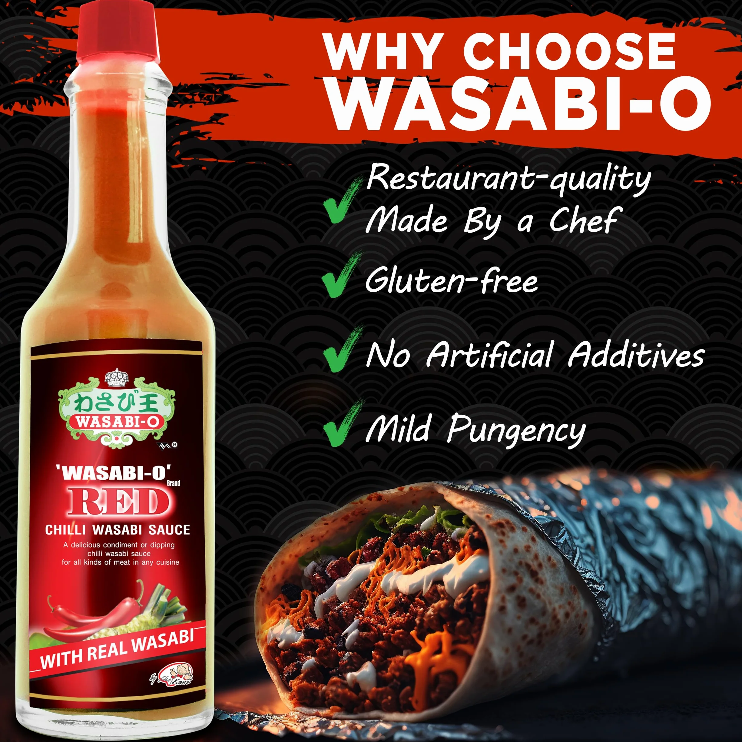 WASABI-O Combo Set of 2 Wasabi Original Sauce 62g & Wasabi Red Chili Sauce 55g