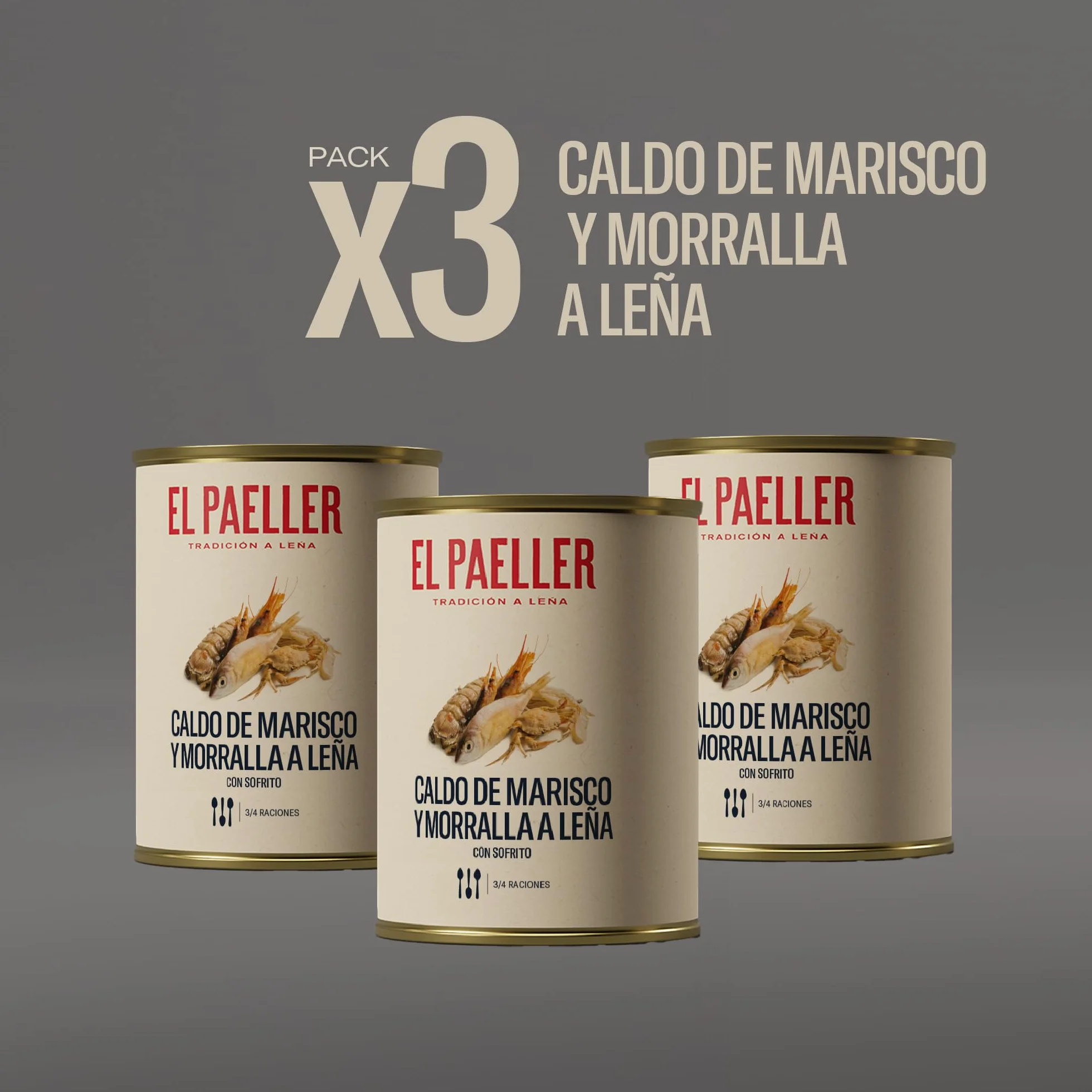 EL PAELLER Caldo de Marisco Pack 3 uds 3L Cocinado a Leña Ingredientes Naturales Sin Conservantes