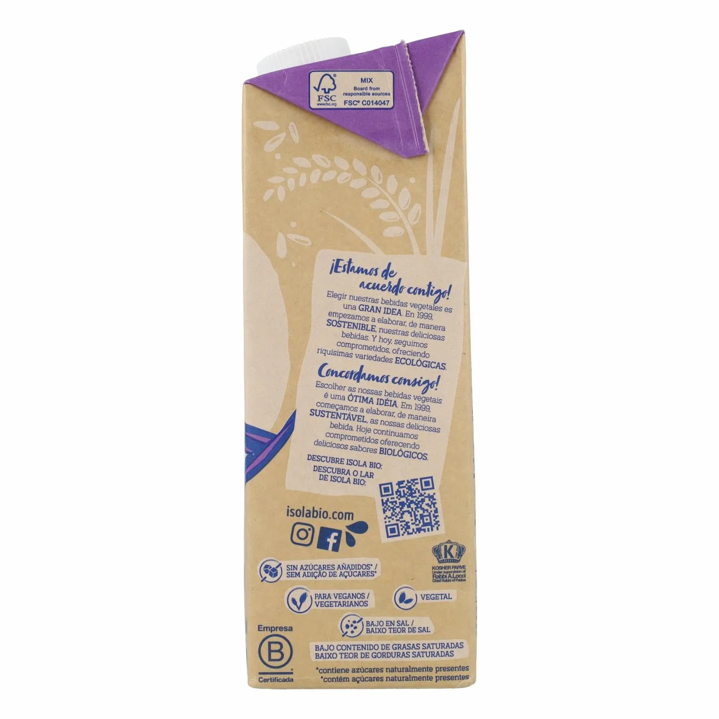 Bebida BIO Arroz Integral Isola Bio 1 L Pack 6