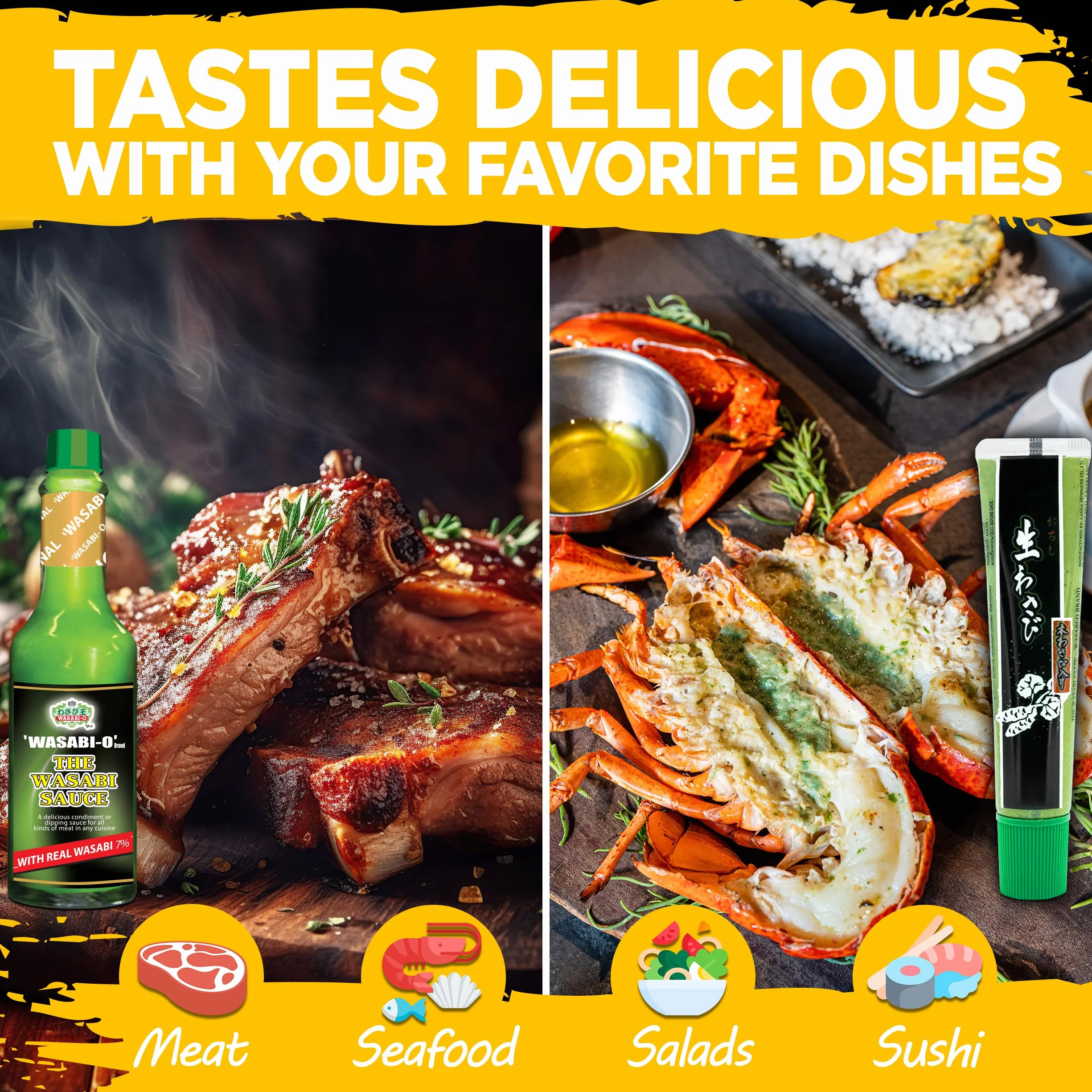 WASABI-O Authentic Japanese Wasabi Sauce 62g & Wasabi Paste 43g Made with Fresh Real Wasabi - Japanese Real & Fresh Hot Sauce Made with Premium Wasabi Root, Wasabi Sauce for Sushi & Salad