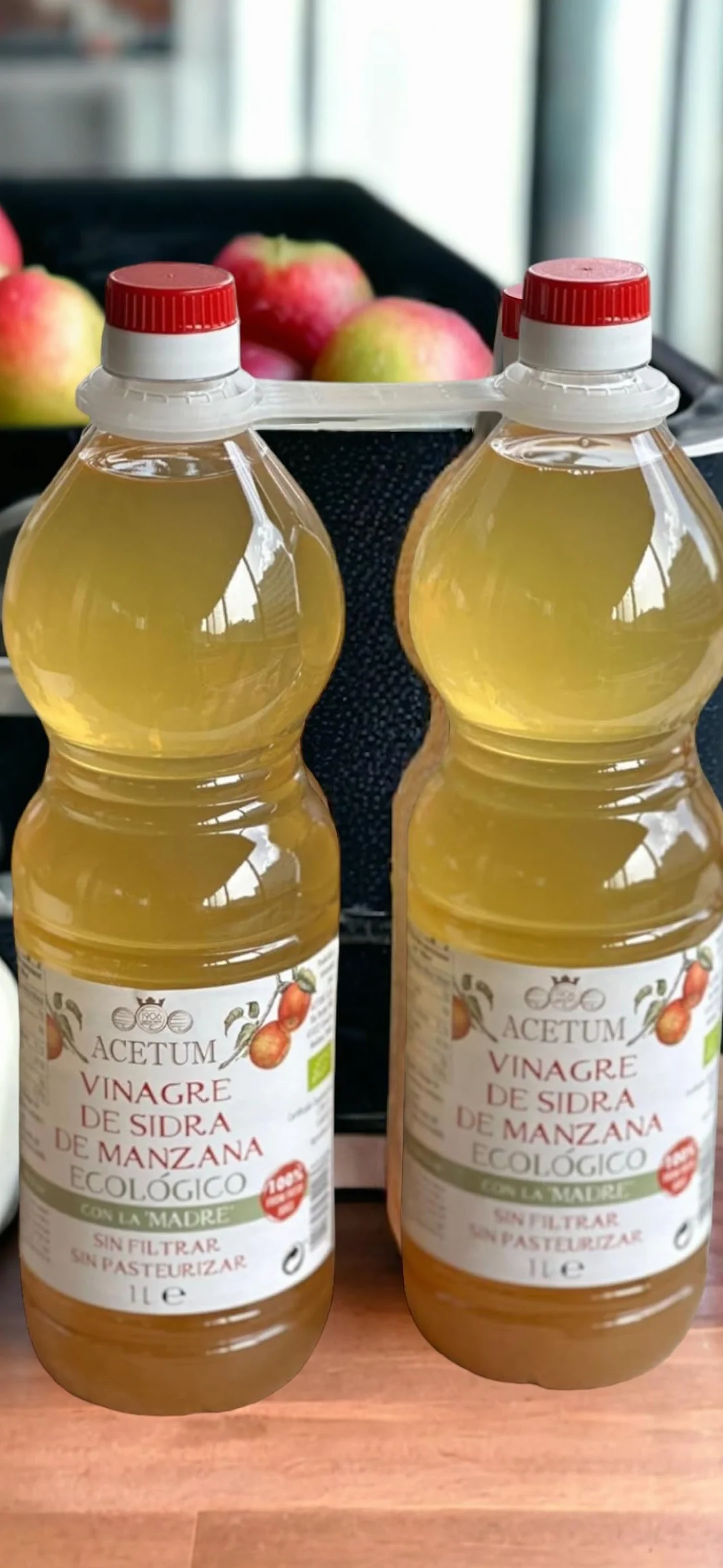 Vinagre Sidra de Manzana con Madre Ecológico Orgánico Sin Filtrar Sin Pasteurizar 2L (2x1L)