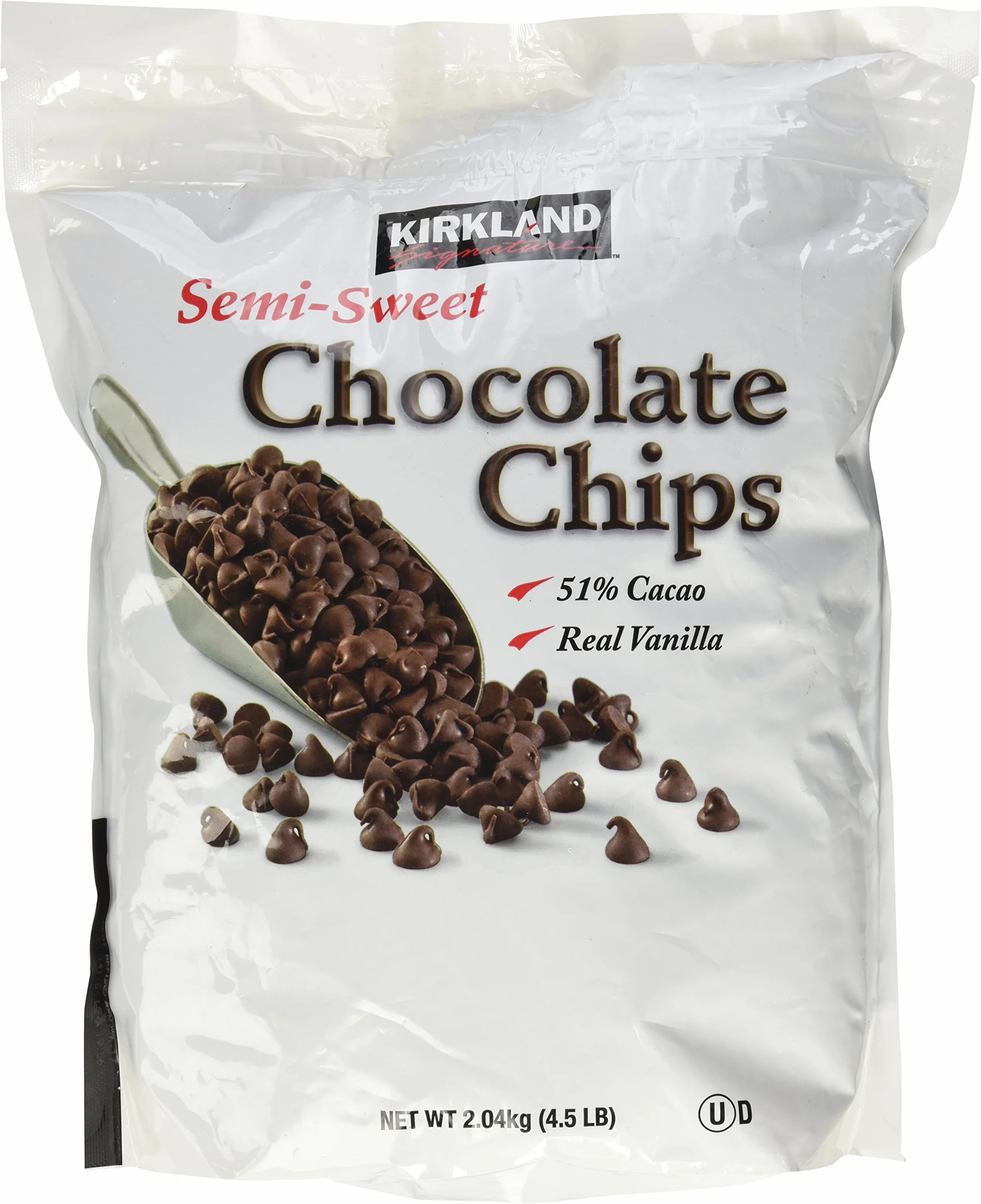 Kirkland chips de chocolate semidulce 2.04kg 51% cacao sabor vainilla