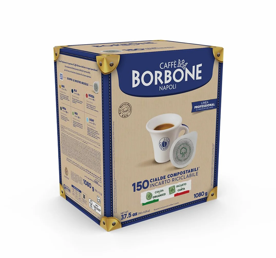 Caffè Borbone Cápsulas Compostables, Mezcla de Café Negra - 150 Cápsulas - Compatibles con el Sistema ESE Cápsulas de Papel de 44 mm