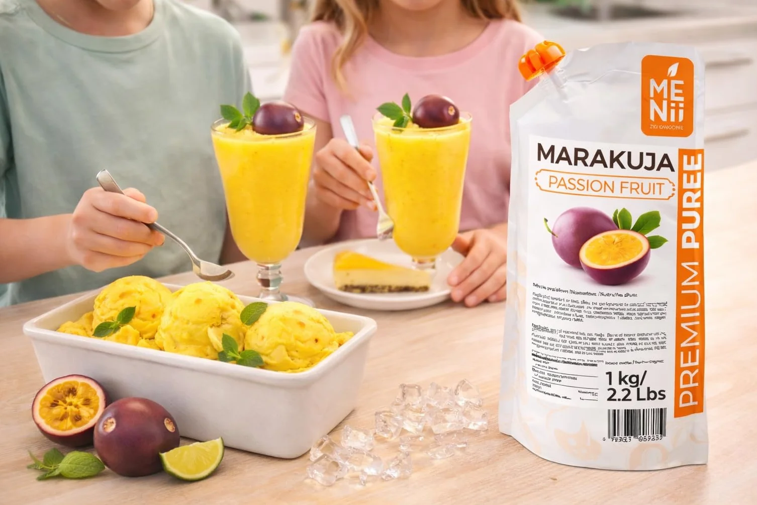 Puré de maracuyá 1 kg con azúcar – SIN semillas – Fruta tropical triturada para postres, helados, smoothies, cócteles, salsas y repostería – Formato profesional para hostelería y cocina casera