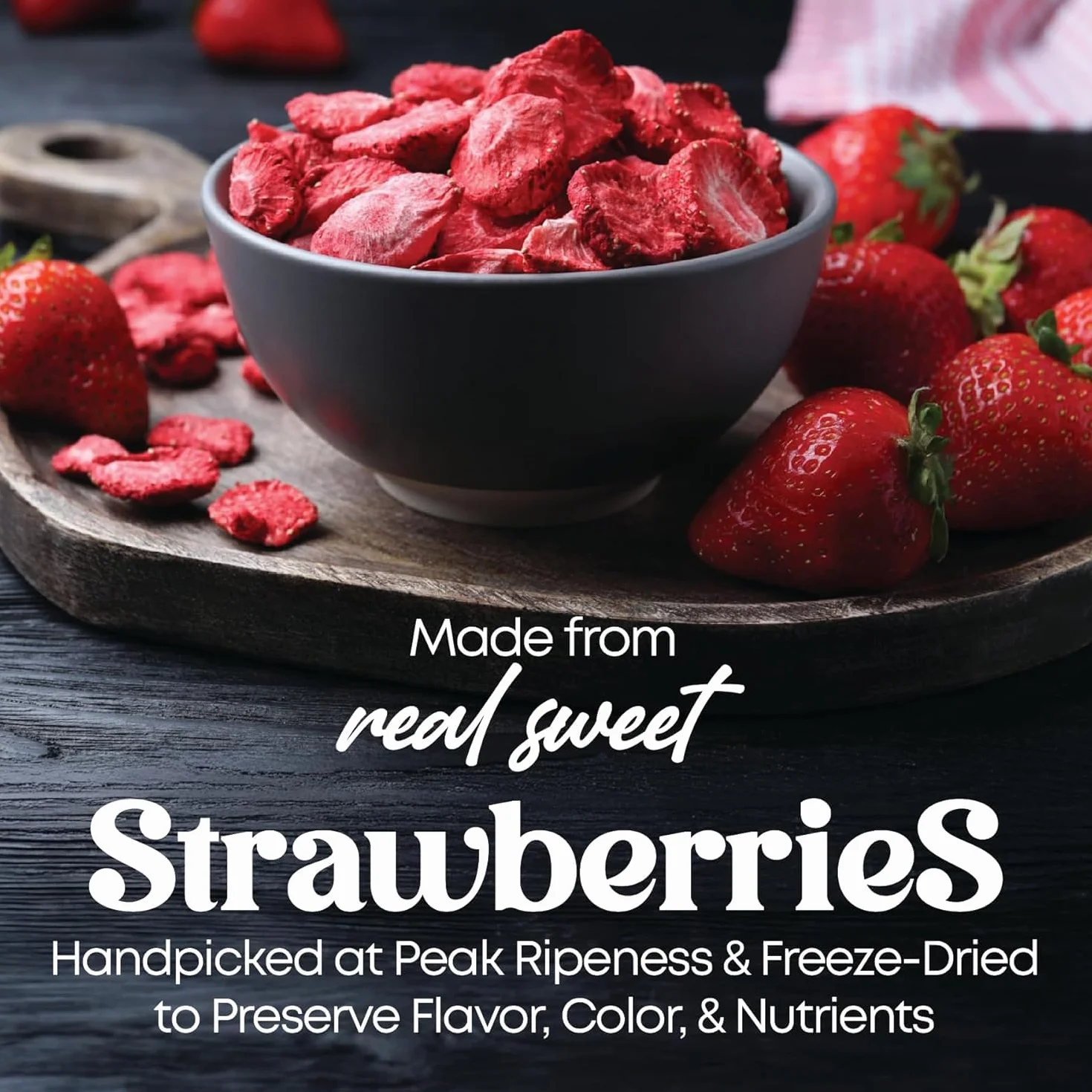 Fresas liofilizadas chips 100% fruta deshidratada natural sin aditivos snack