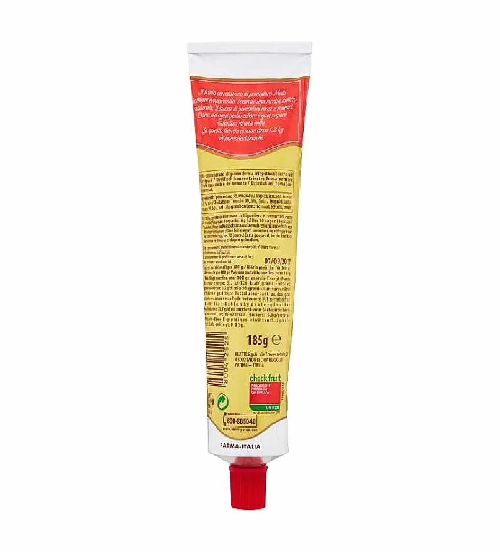 Mutti - Tubo de salsa de tomate triple concentrado, 185 g, 184.8 g, paquete de 4