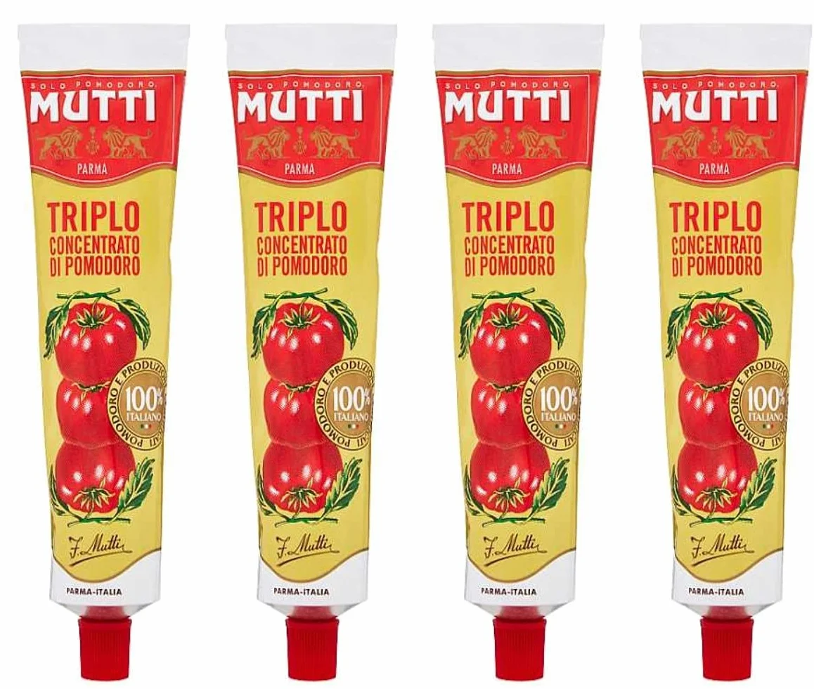 Mutti - Tubo de salsa de tomate triple concentrado, 185 g, 184.8 g, paquete de 4