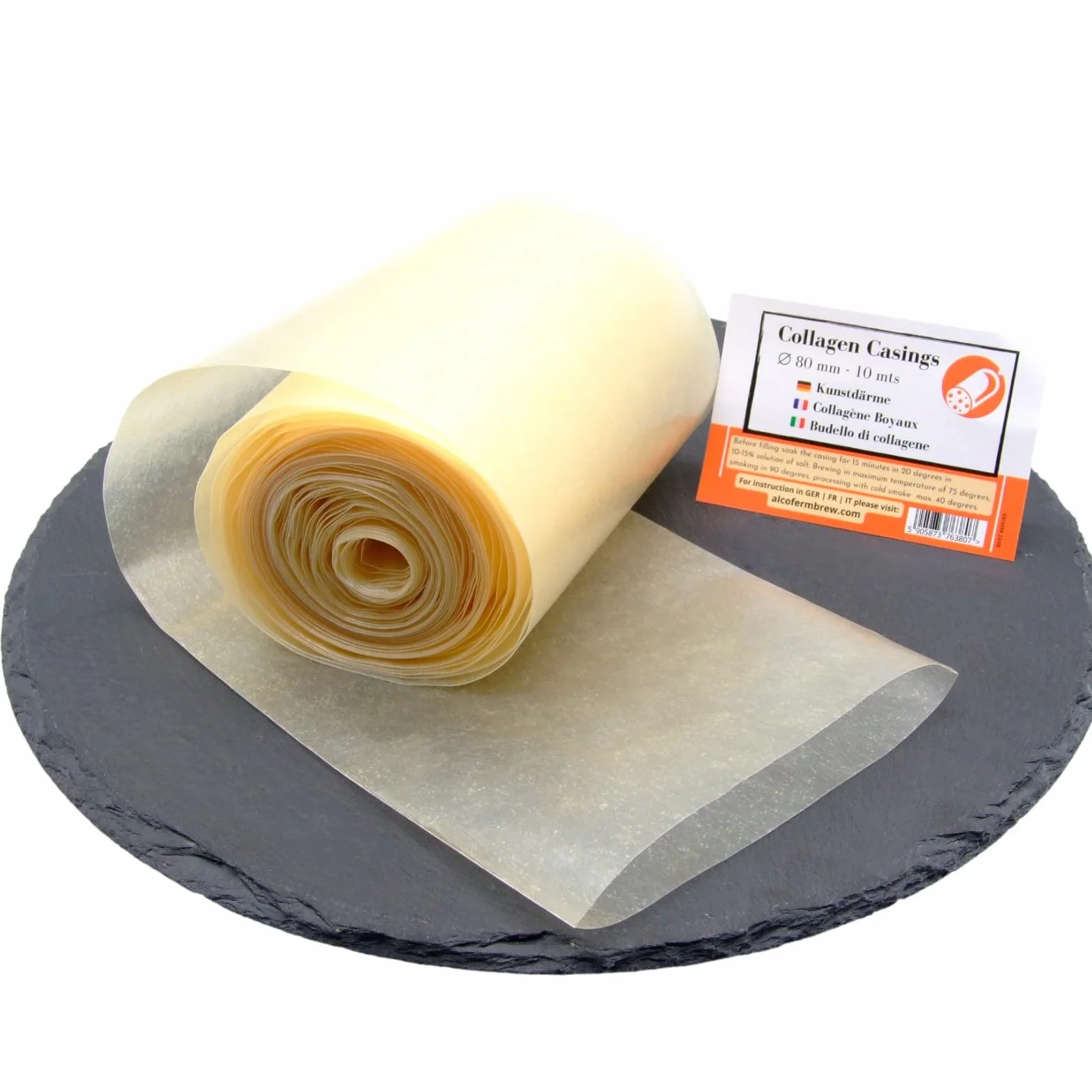 Cubiertas de Colágeno 80mm 10m para Rellenar Mortadela Salami Chorizo Apto Ahumado Cocción