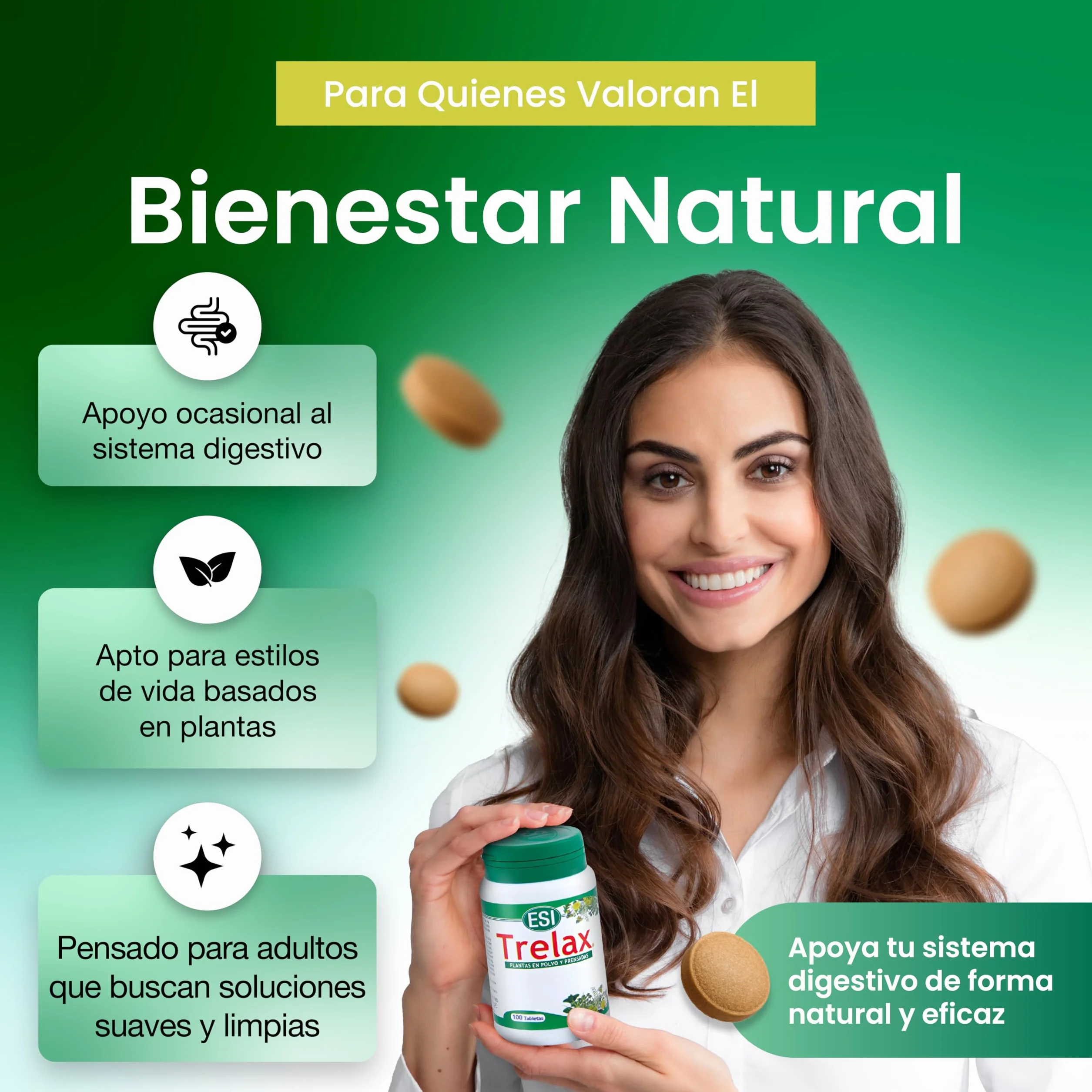 Trelax Natural para el Tránsito Intestinal Cáscara Sagrada Sen Frángula Hinojo Ruibarbo Alivio Digestivo 100 Comprimidos Veganos