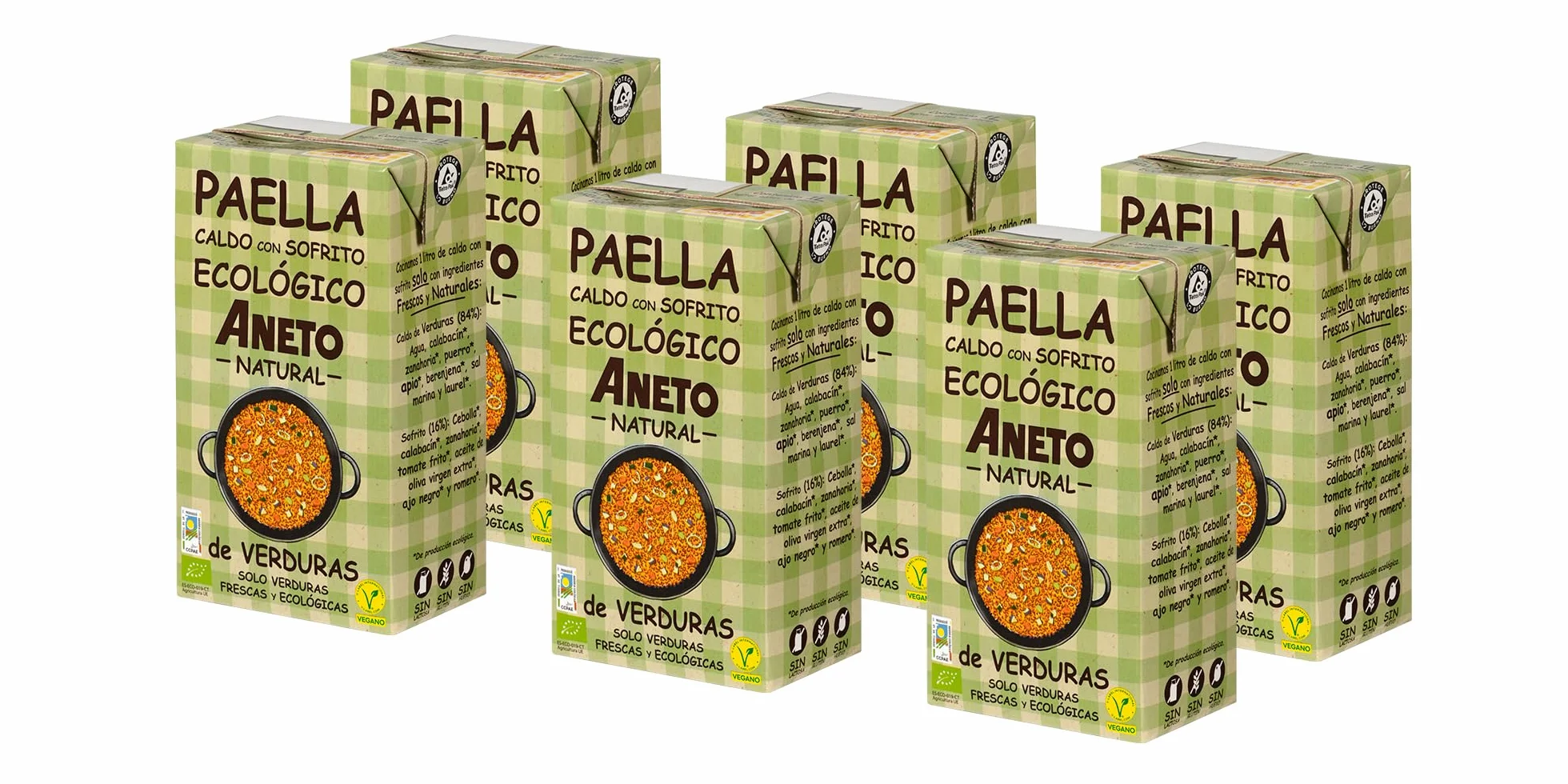 Aneto Caldo Ecológico para Paella de Verduras 1L 6 unidades
