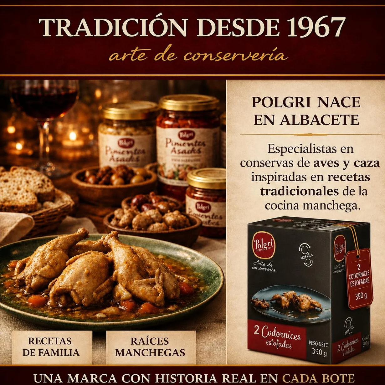 POLGRI Codornices Estofadas Toledana Conserva de Caza 390 g x 3 Latas Estuchada Plato Preparado Receta Espanola