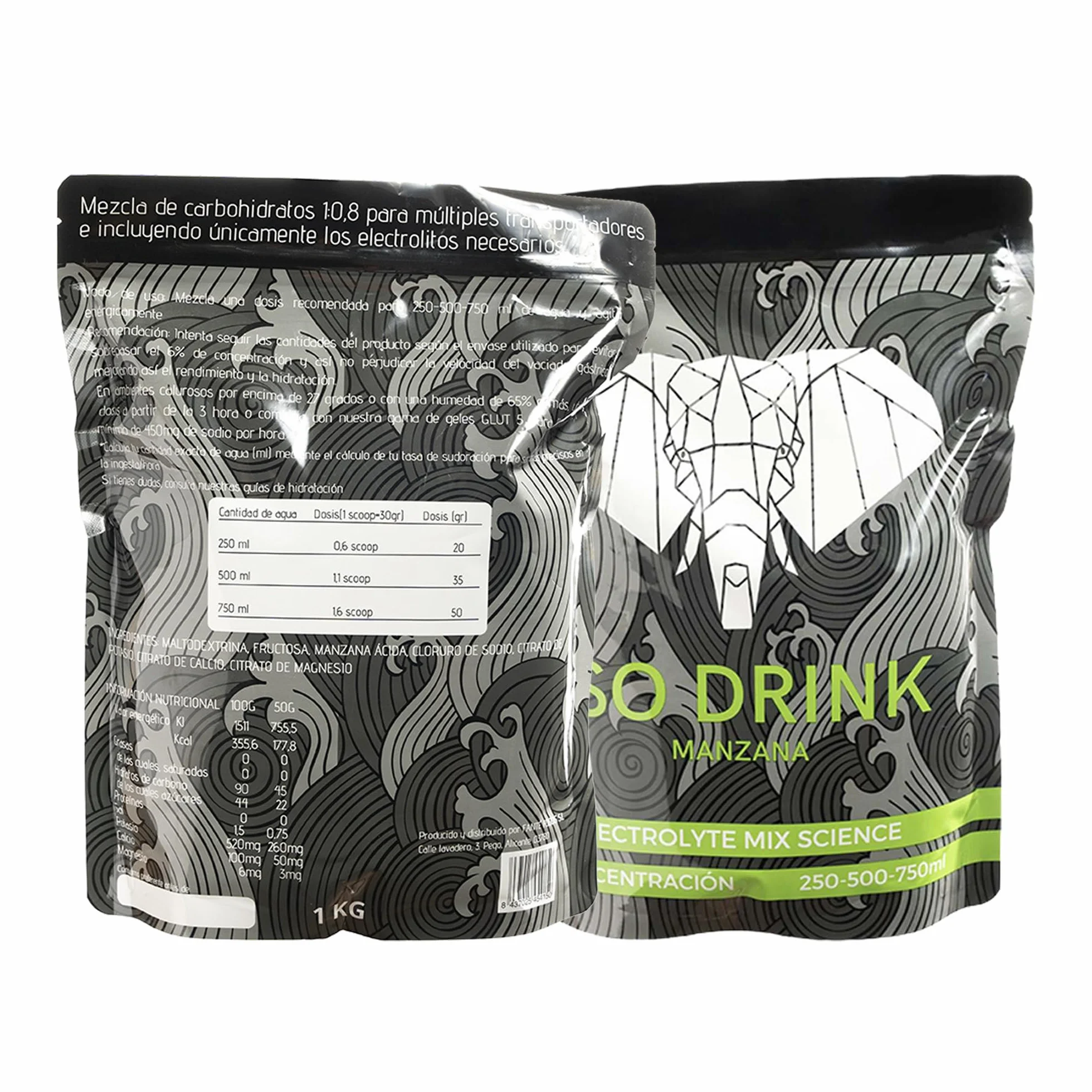 FANTÉ Iso Drink Manzana Verde | Bebida Isotónica en Polvo con 45 g de Carbohidratos, 300 mg de Sodio y Ratio 1:0,8 para Running, Ciclismo y Resistencia (Saco 500 g)