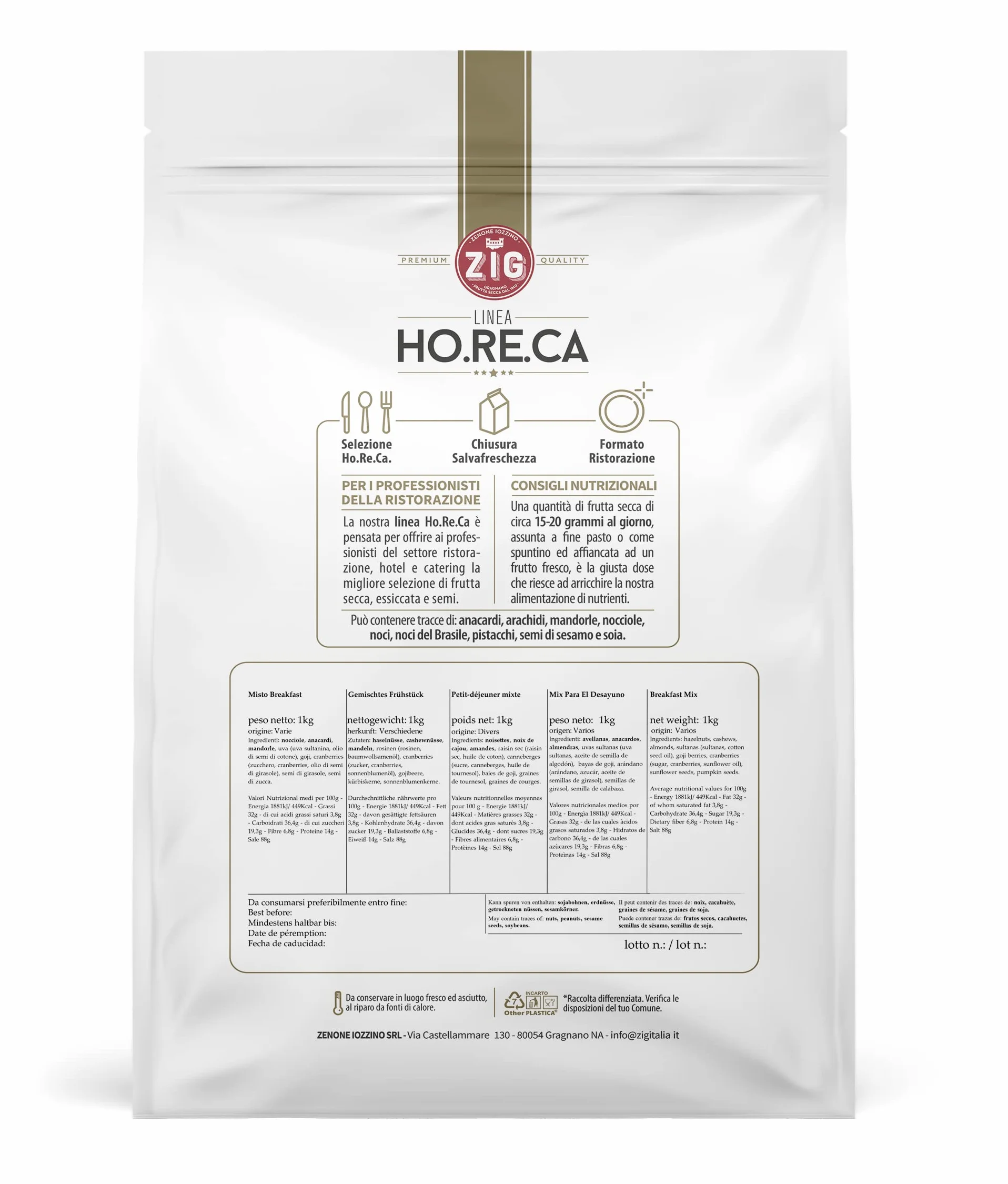 ZIG HORECA mix para el desayuno frutos secos y semillas 1 Kg