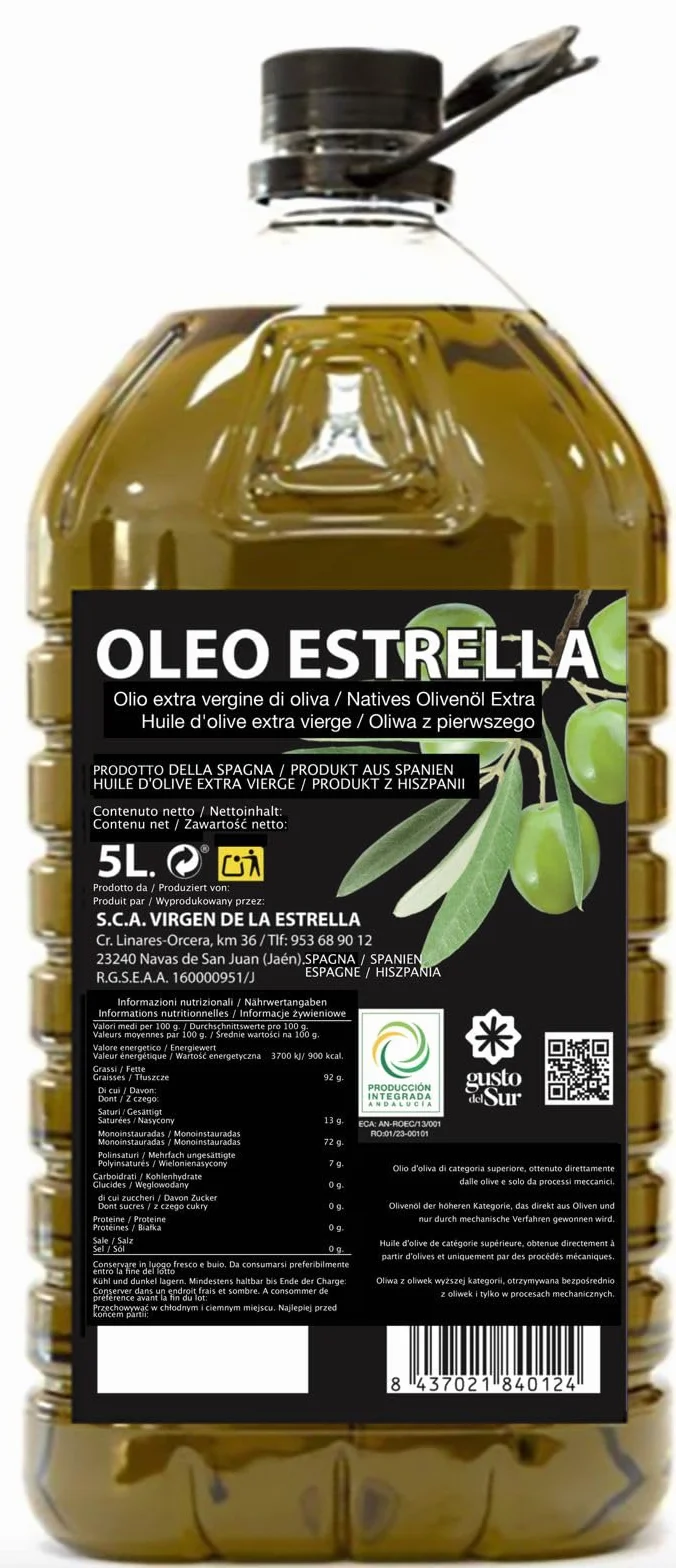 Aceite de Oliva Virgen Extra Picual 5 Litros Oleo Estrella