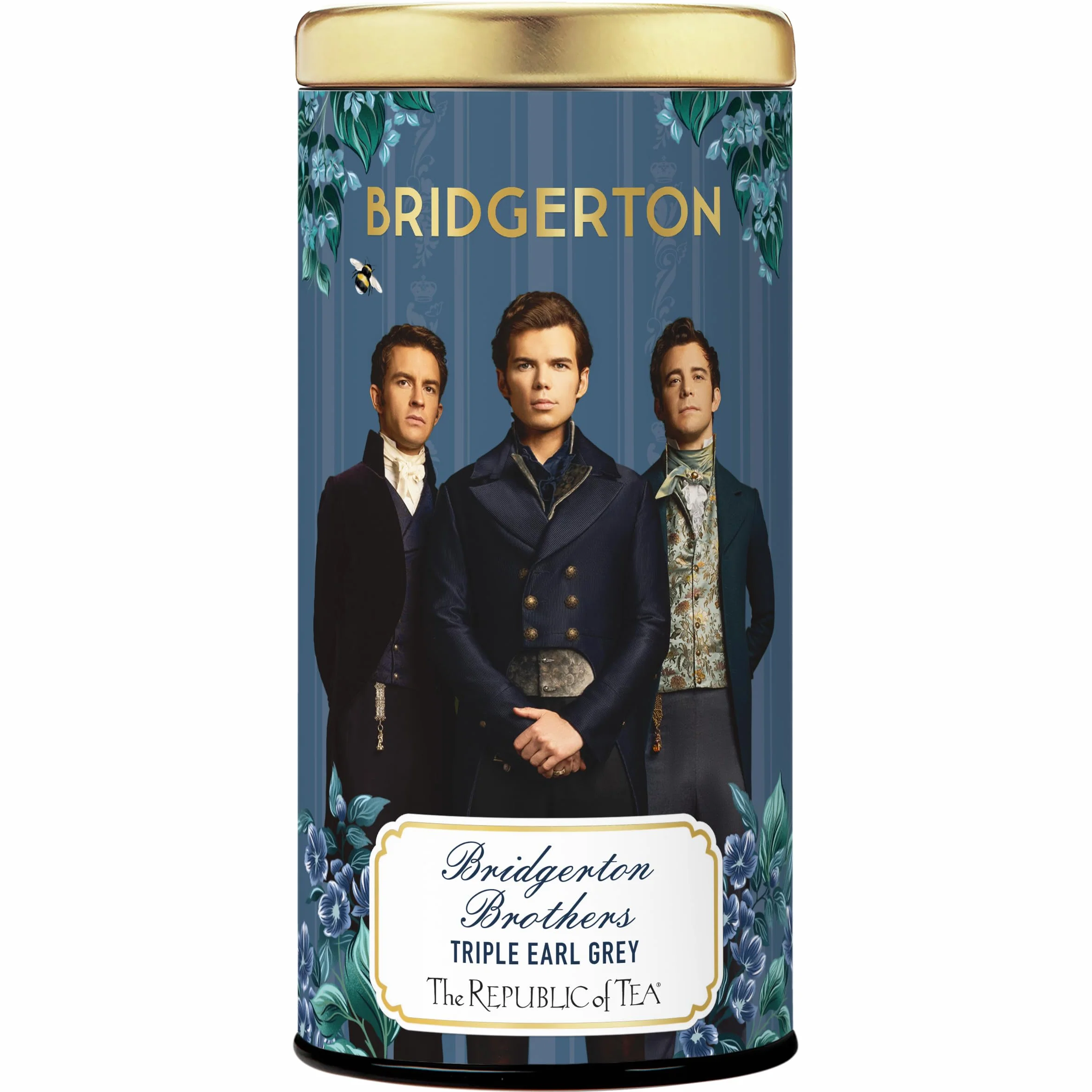 The Republic of Tea Bridgerton Brothers Triple Earl Grey Tea, 36 bolsitas de té en lata de metal, exquisito té negro con bergamota y cítricos en una lata de almacenamiento de metal