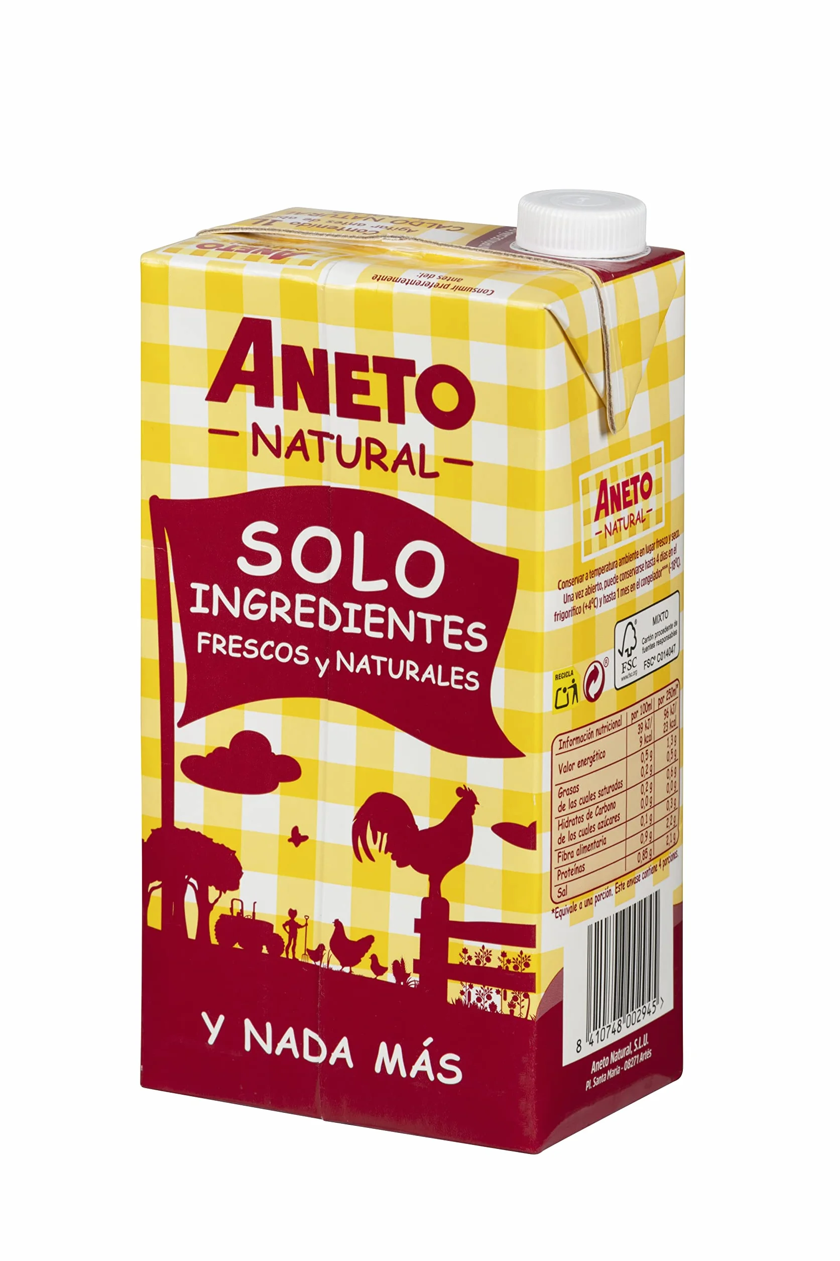 Aneto Caldo de Pollo con Jamón 1L Caja de 6 Unidades