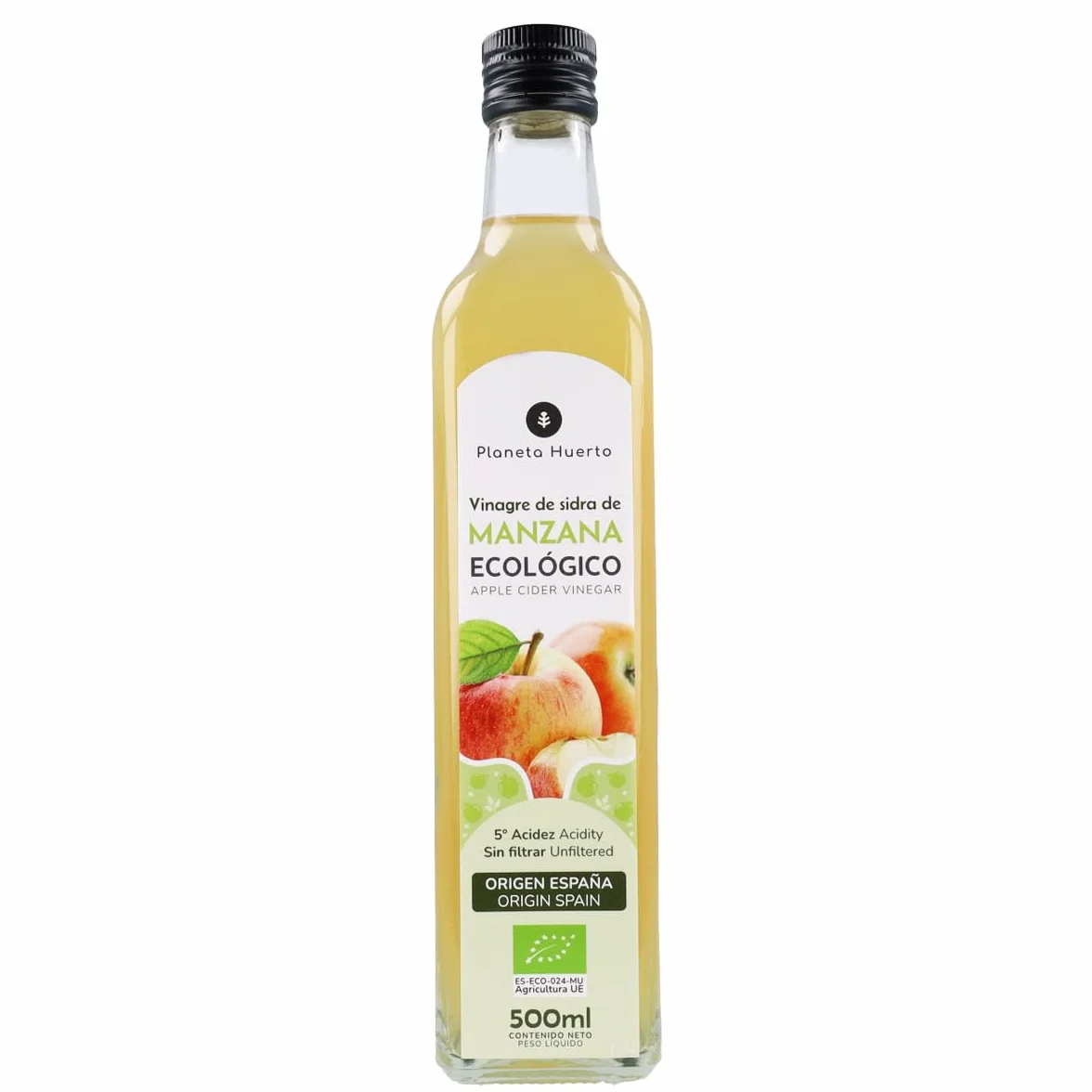 PLANETA HUERTO Pack 6x Vinagre de Sidra de Manzana Sin Filtrar ECO 500 ml