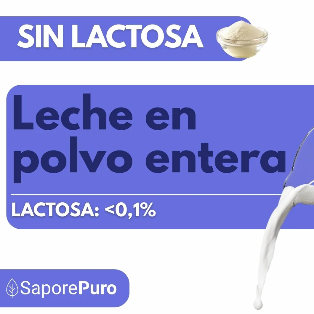 SaporePuro Leche Entera en Polvo Sin Lactosa 1 kg – Ideal para Pasteles, Pan y Helados, Uso Profesional e Industrial