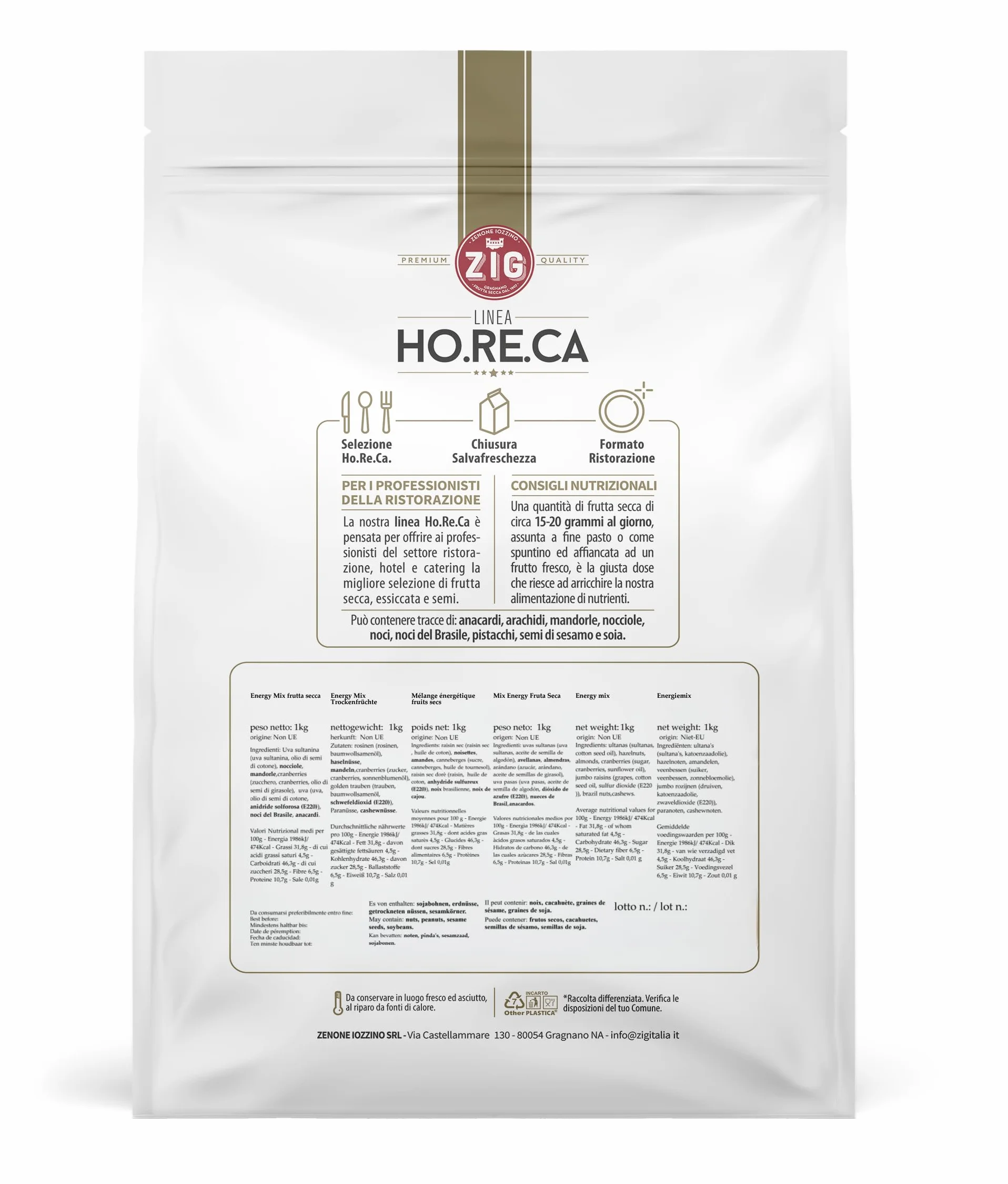 ZIG - HORECA -mix energy fruta seca| anacardos, nueces, almendras, avellanas, arándanos, uva pasas 1 kg