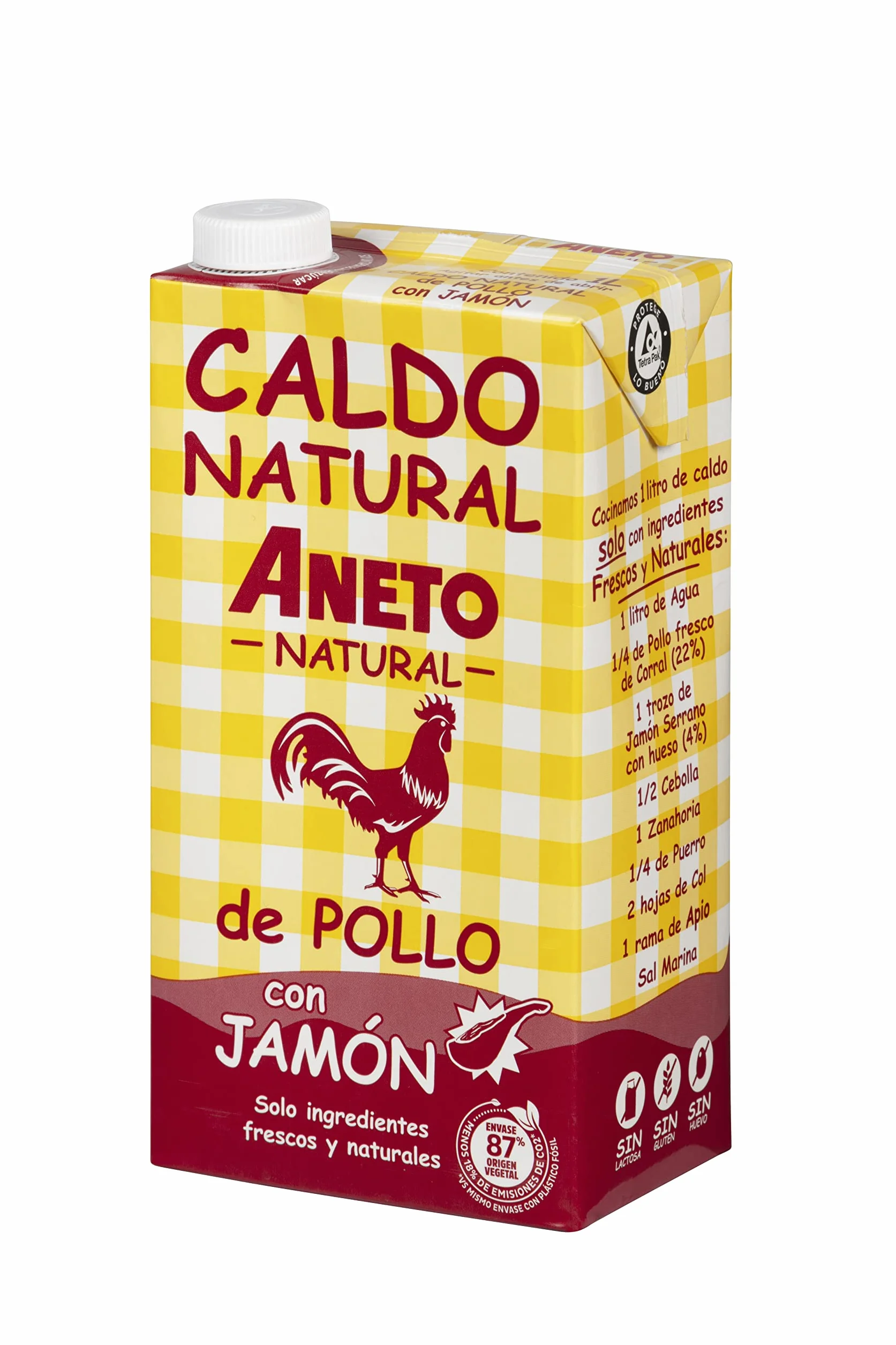 Aneto Caldo de Pollo con Jamón 1L Caja de 6 Unidades