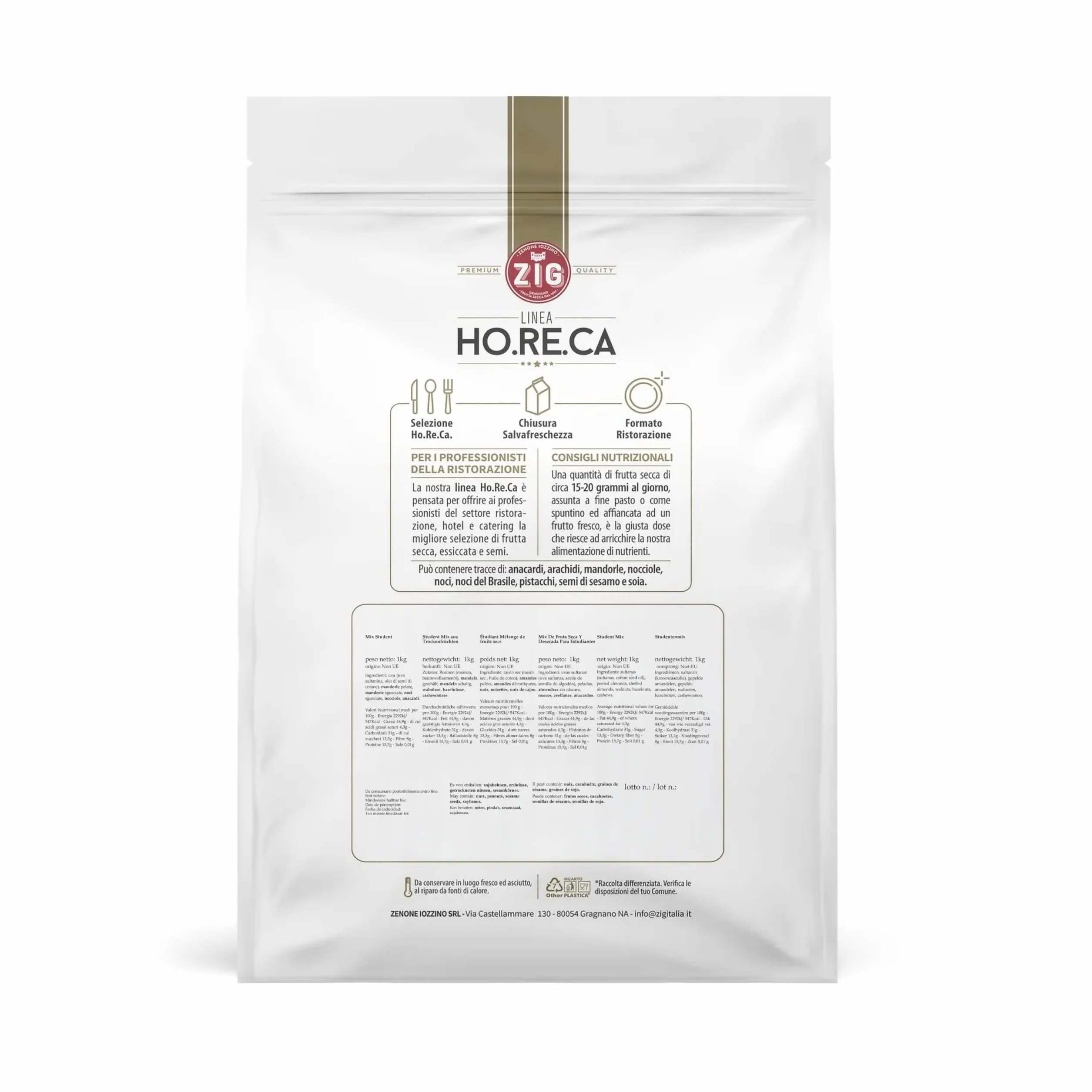 ZIG HORECA mix de fruta seca y desecada 1 Kg anacardos almendras nueces avellanas uvas pasas