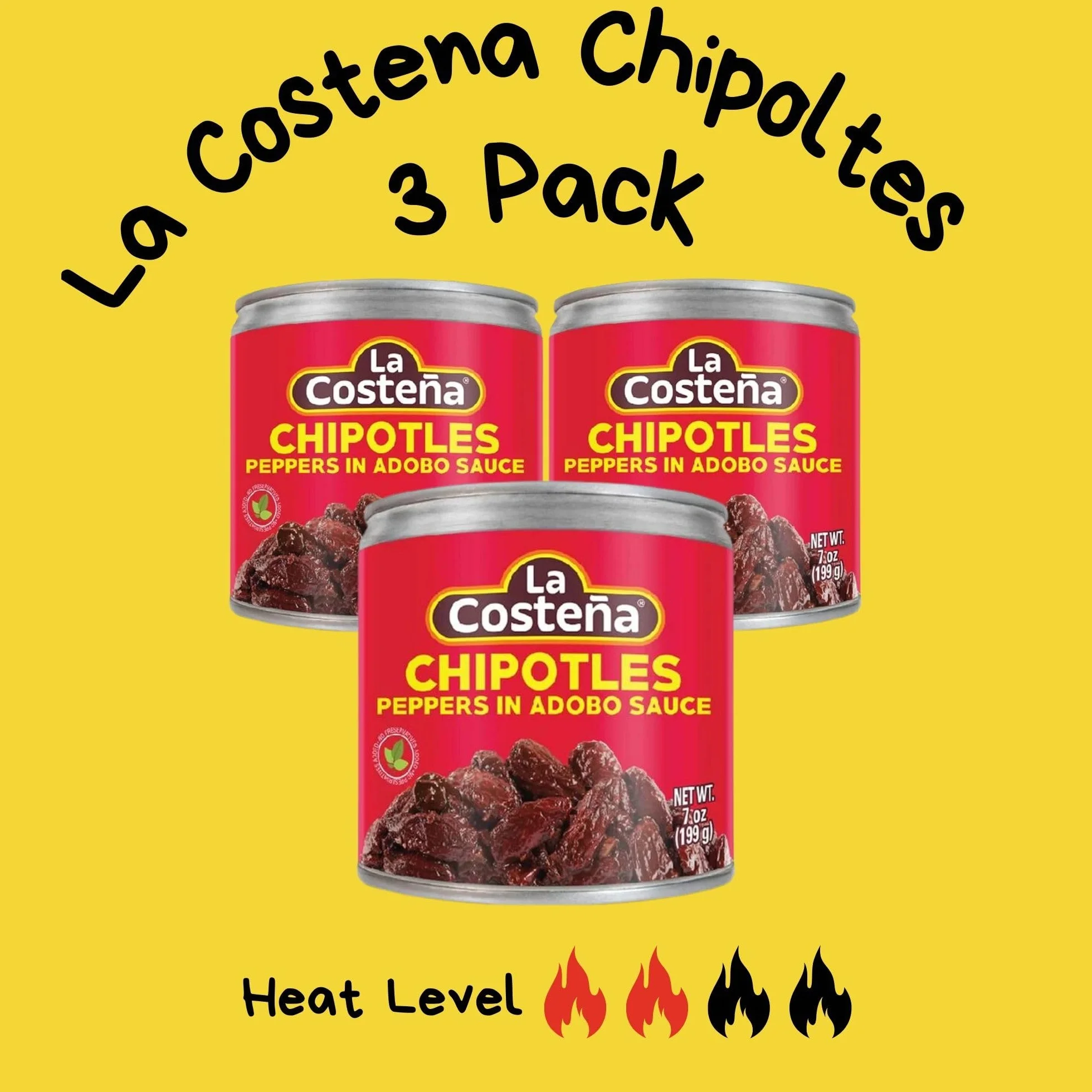 La Costena Bundle of 3 x La Costena Chipotles Peppers In Adobo Sauce 199g