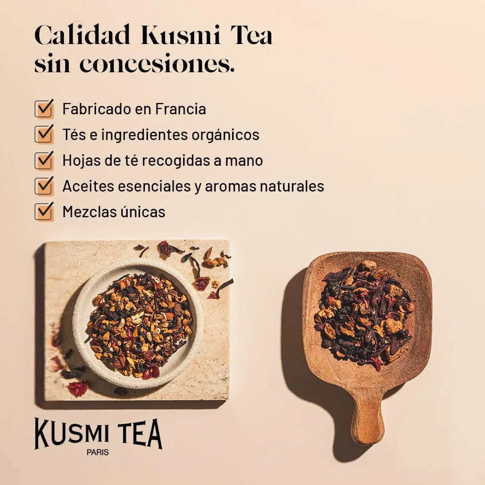 Kusmi Tea Cesta de Té Orgánico Regalo 8 Sabores 24 Bolsitas Verde Negro Infusión Detox