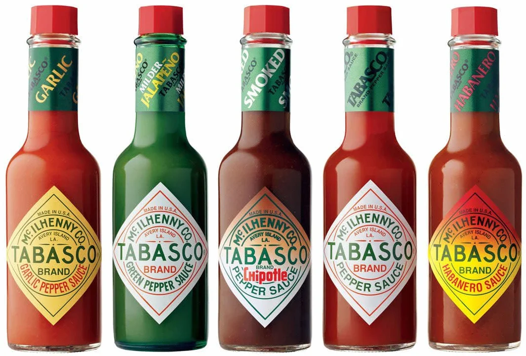 Salsa de chile Tabasco 60 ml - Juego de 5 sabores | Rojo | Verde | Habanero | Chipotle | Ajo