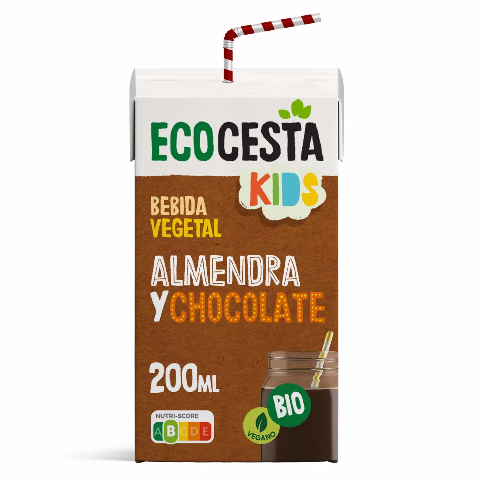 ECOCESTA Bebida Ecológica Vegetal de Almendra y Chocolate 200 ml Pack 24 Unidades