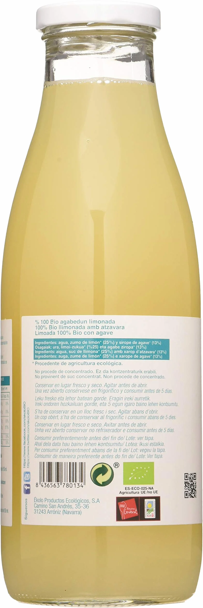 Ekolo Limonada Con Agave Ecológica 6 Botellas x 750Ml