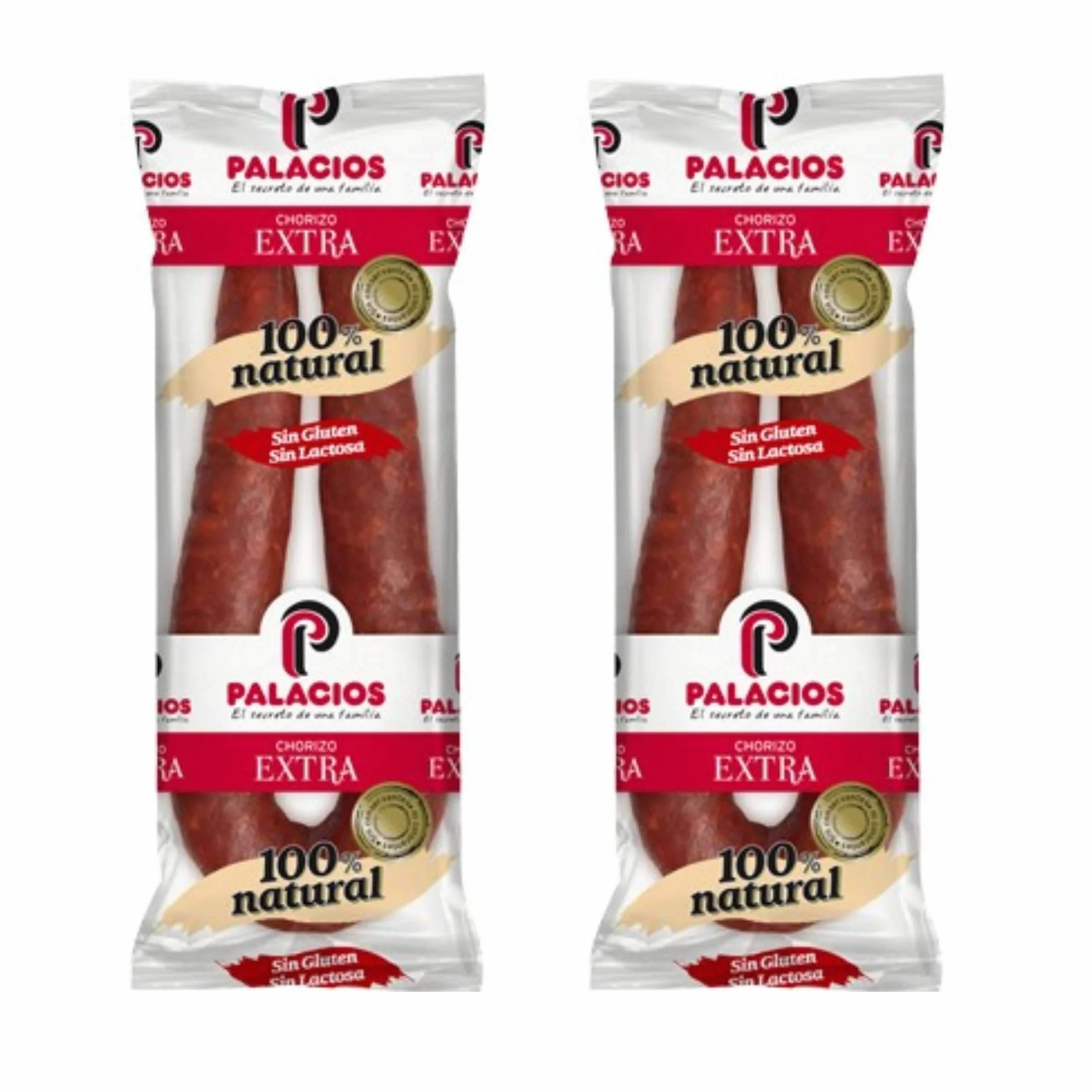 Chorizo Palacios Dulce Extra -Peso Aproximado 300 gramos Unidad - Chorizo Riojano - Sin Gluten Sin Lactosa (Lote 2 Chorizos Dulces)