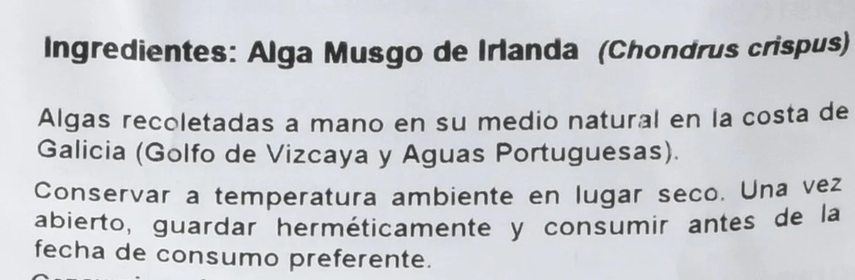Porto Muiños Alga Musgo de Irlanda Deshidratada - Paquete de 2 x 50 gr - Total: 100 gr