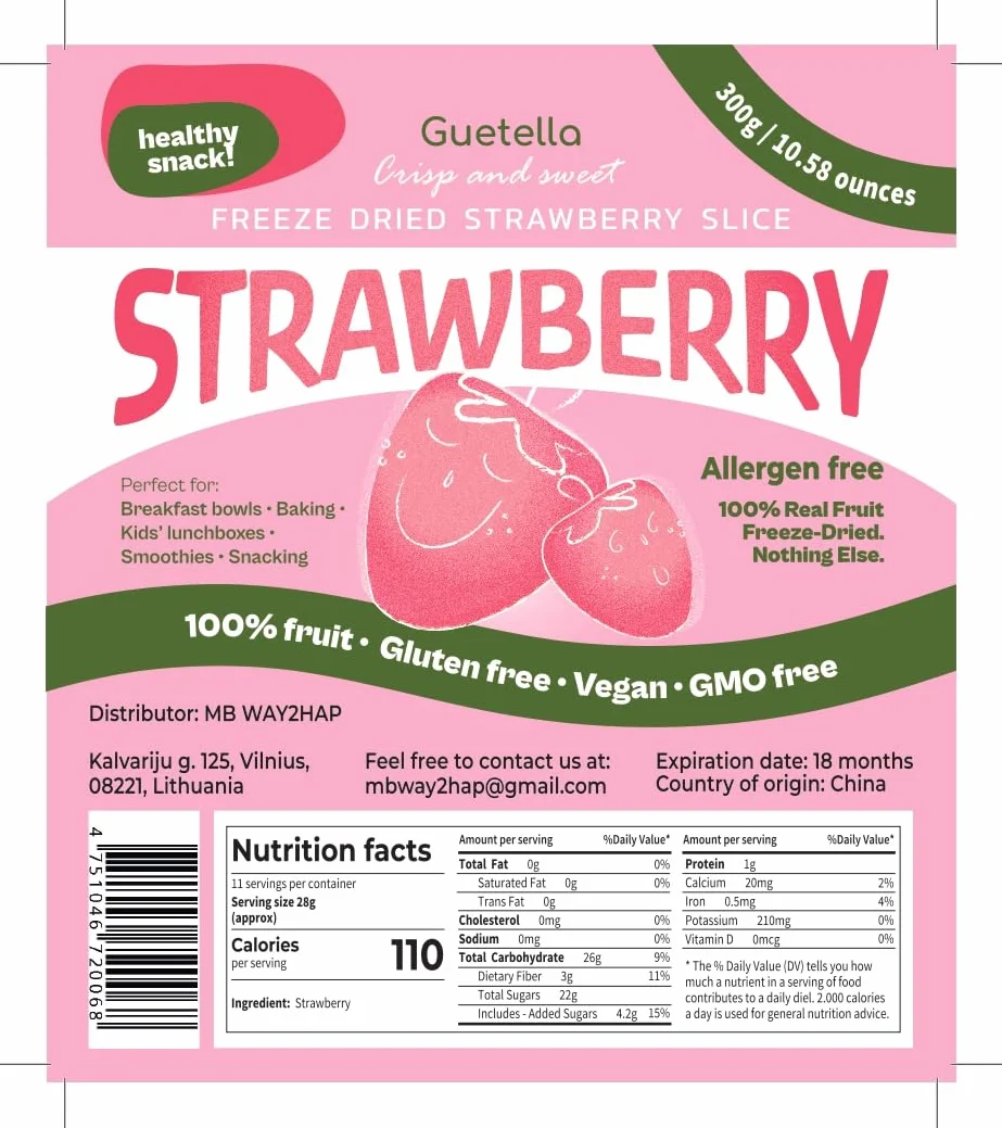 Fresas liofilizadas chips 100% fruta deshidratada natural sin aditivos snack
