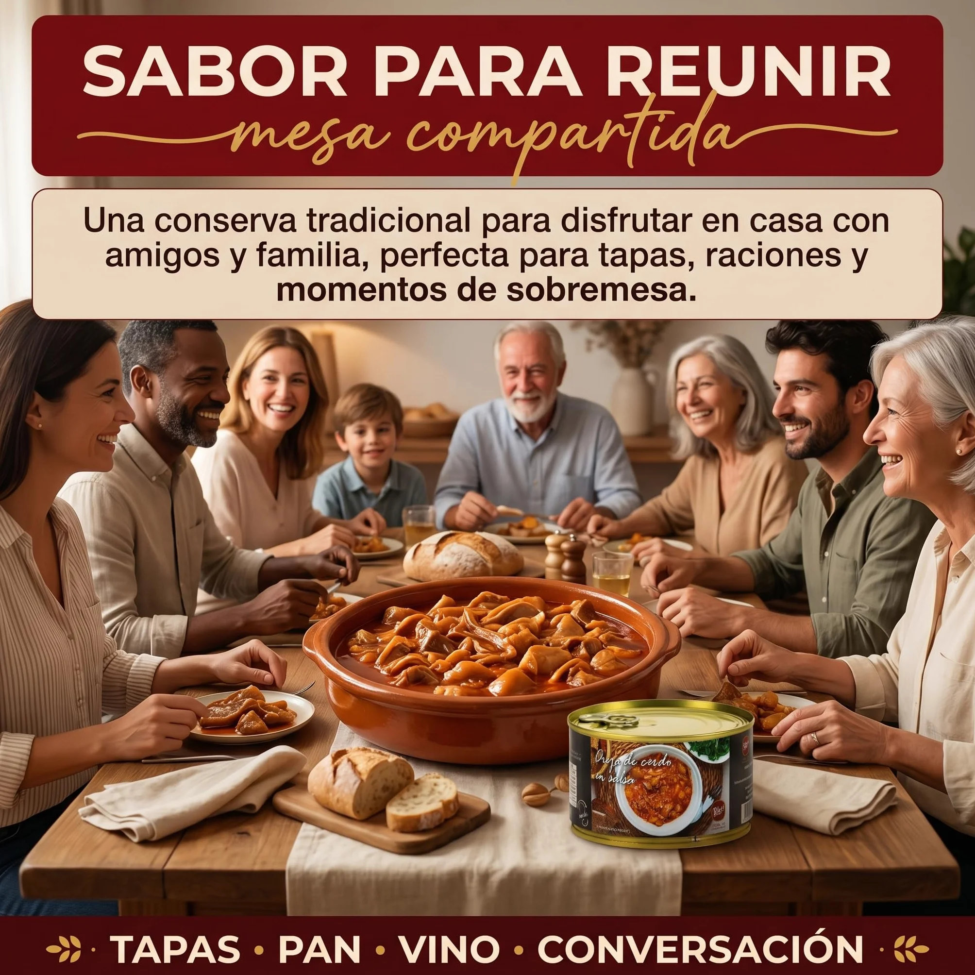 POLGRI Oreja de Cerdo en Salsa 425g x 3 latas Receta Tradicional de La Mancha Lista para Comer