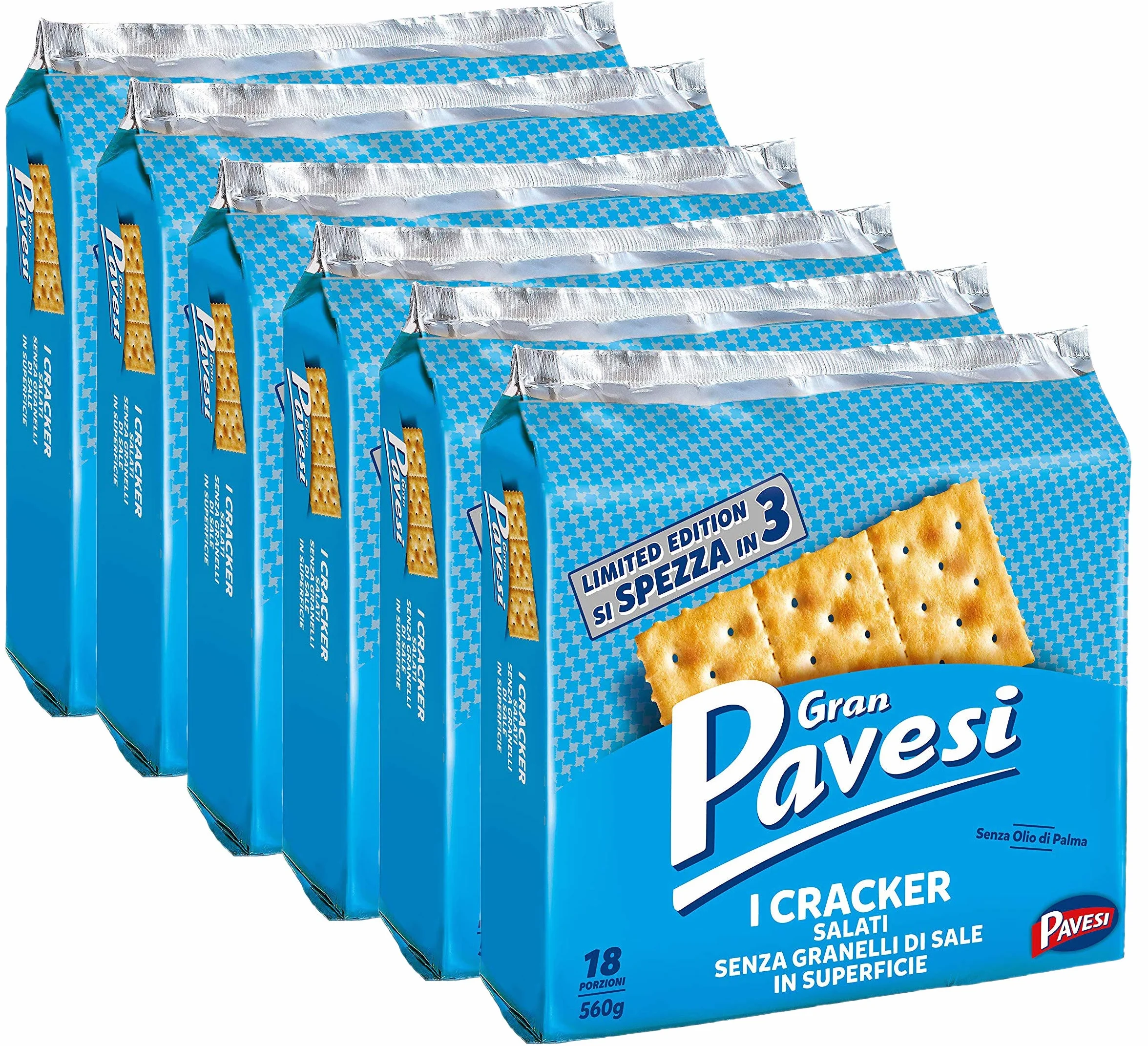 6x Gran Pavesi Crackers 560g No Salt!