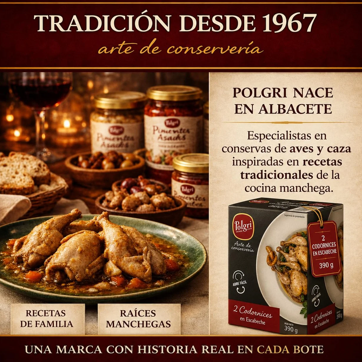 POLGRI Codornices en Escabeche 3 latas 390 gr Conserva Gourmet Carne de Caza Aperitivo Premium
