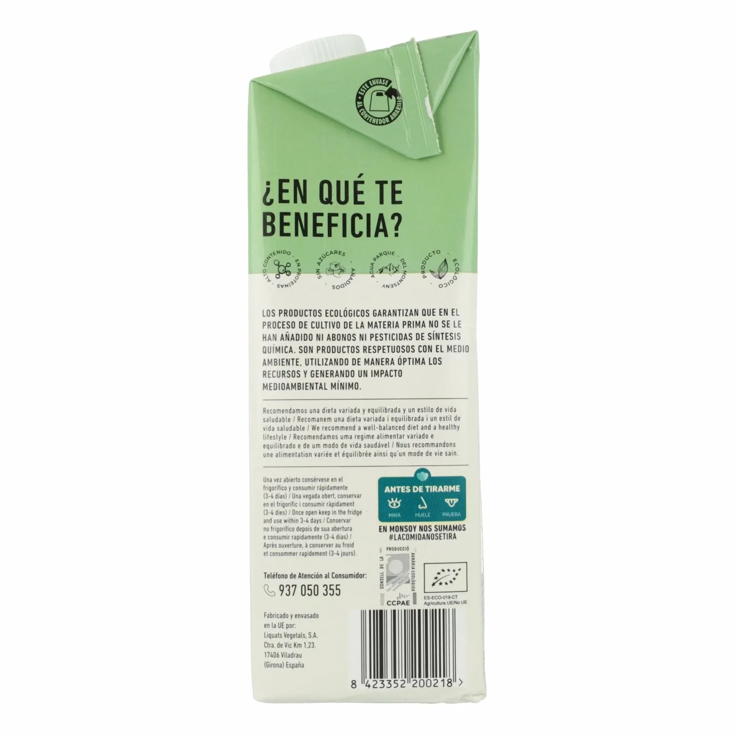 Pack 6ud Bebida Soja BIO Monsoy, 1L