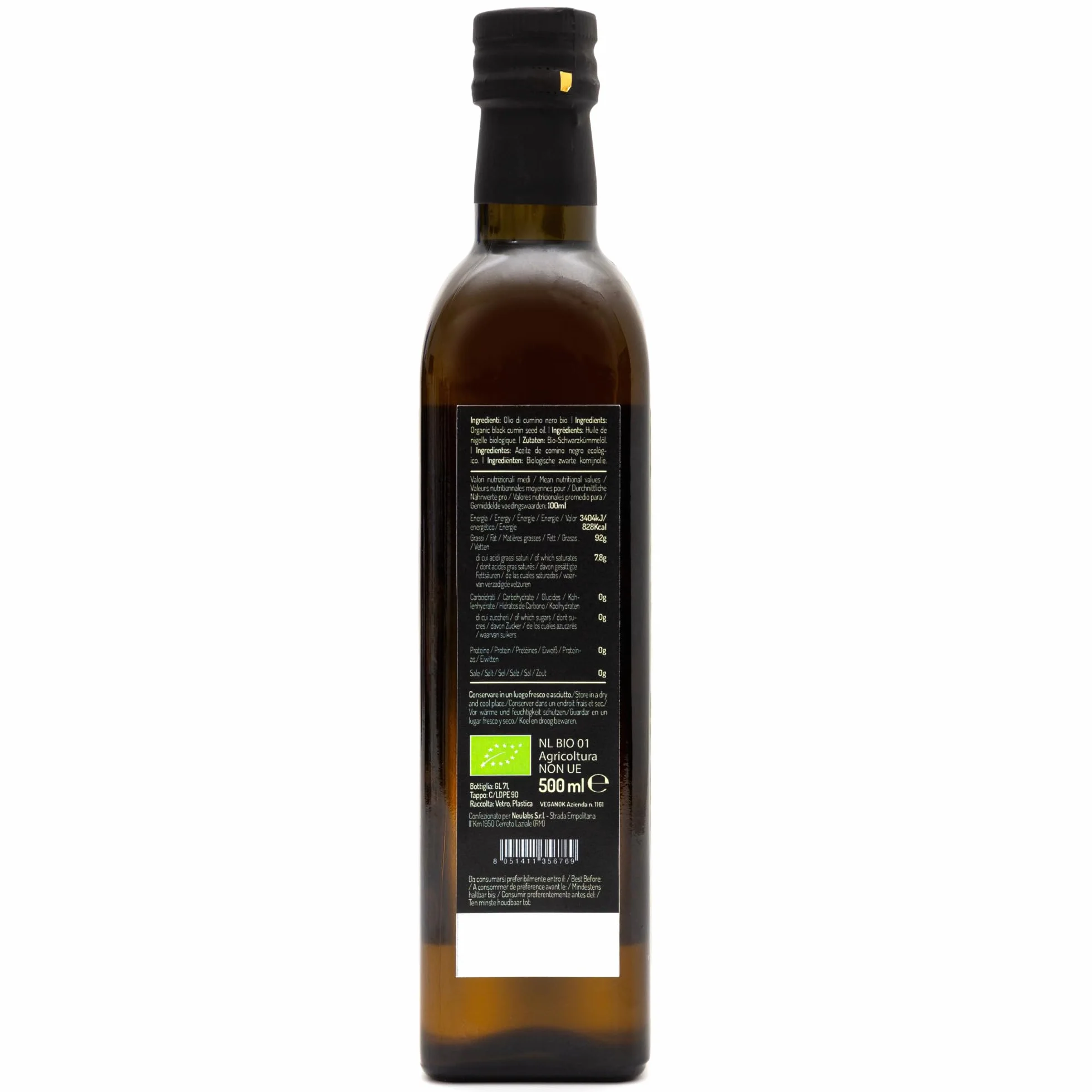 Aceite de Comino Negro Bio - 500ml. Aceite de Semilla Negra también llamado Nigella Sativa es Rico en Omega 6/9 y Timoquinona ideal para Condimentos - Black Seed Oil Organic Cold Pressed
