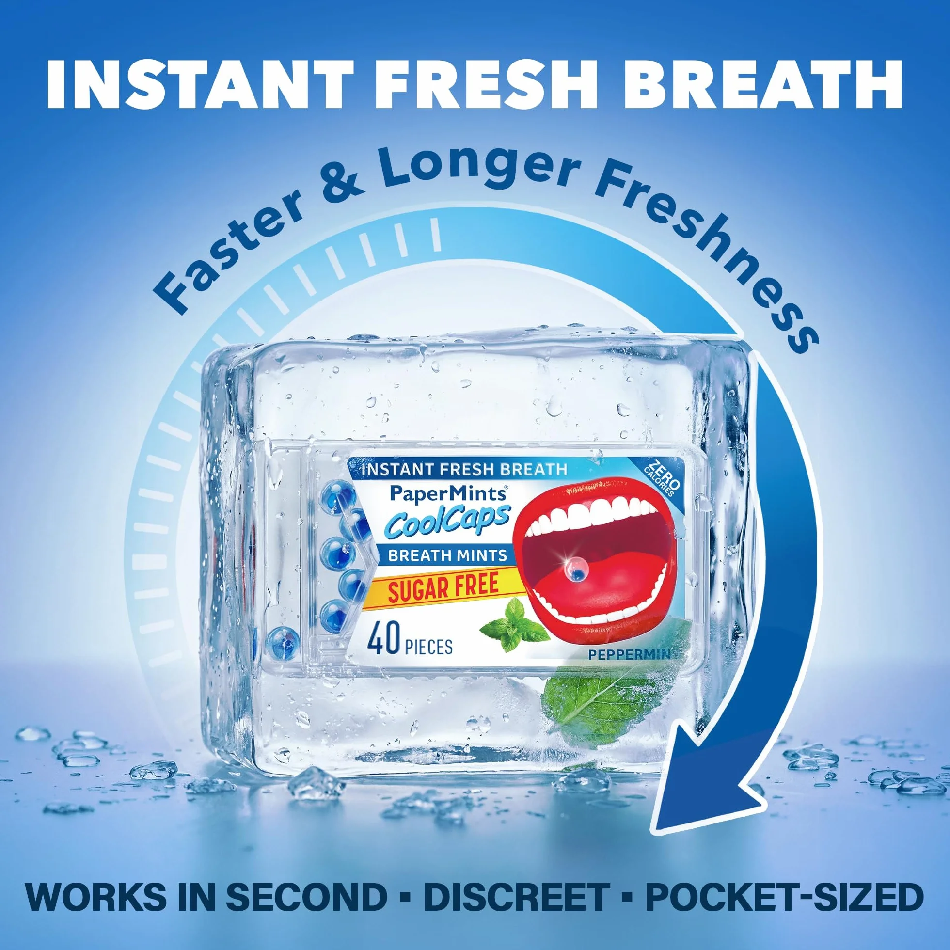 Papermints CoolCaps - Caja de mentas frescas instantáneas para el aliento, paquete de 40 x 4, ambientador y tratamiento para el mal aliento para adultos, tratamiento de halitosis, limpia y refresca tu