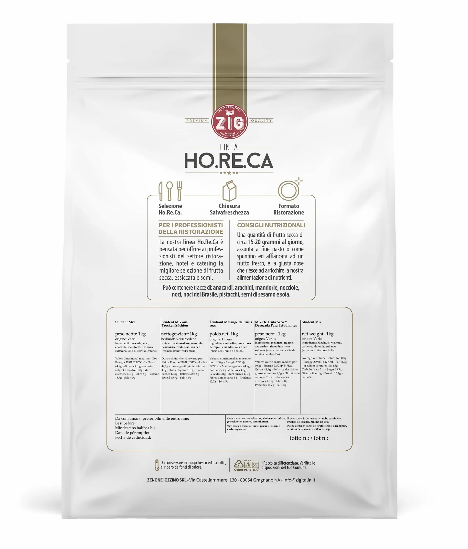 ZIG HORECA mix de fruta seca y desecada 1 Kg anacardos almendras nueces avellanas uvas pasas