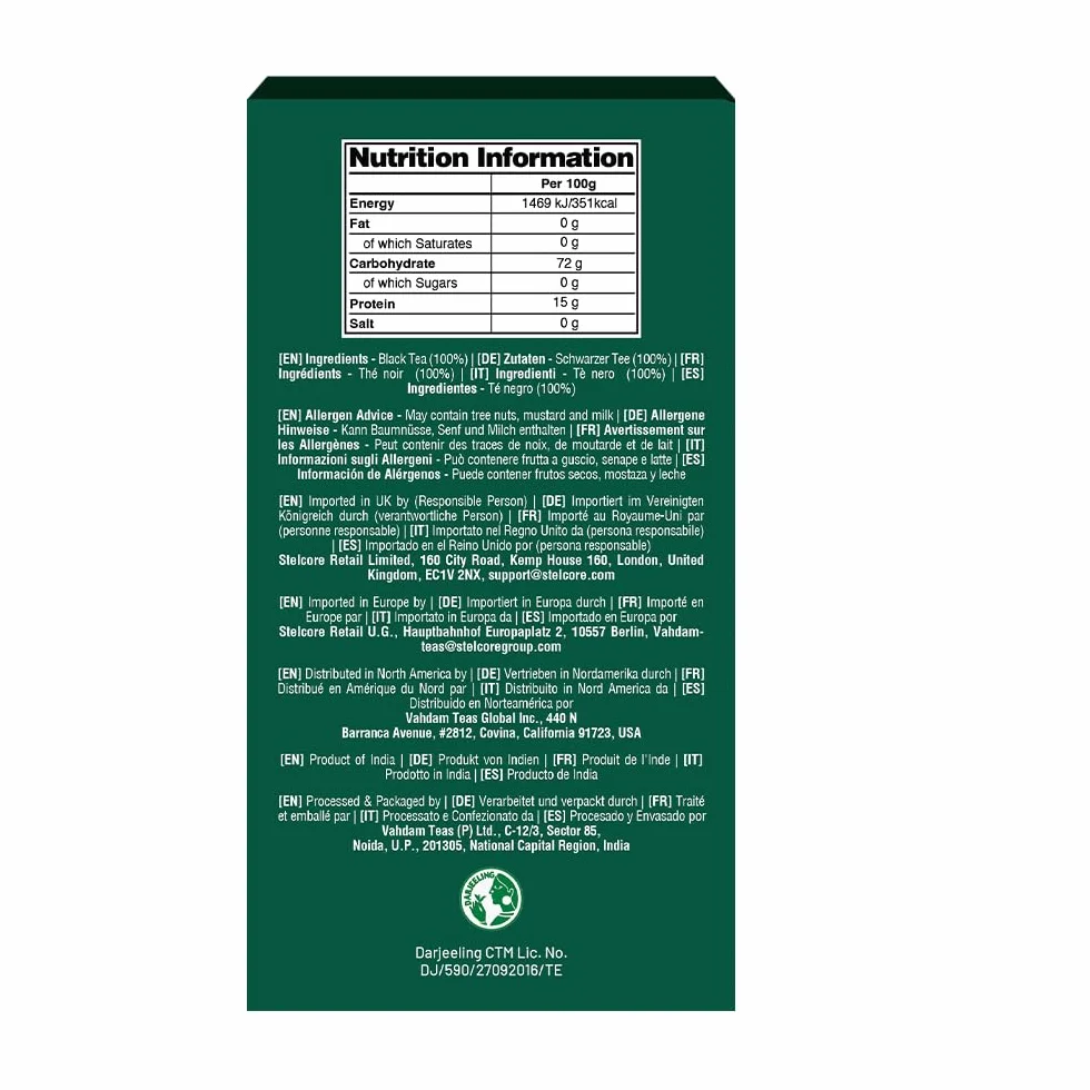 VAHDAM, Hojas De Té Negro Darjeeling De Himalaya - 340g (+170 Tazas) Té Darjeeling Puro | Rico Y Aromatico | De Hojas Sueltas De Grado De La India | Te Negro Granel