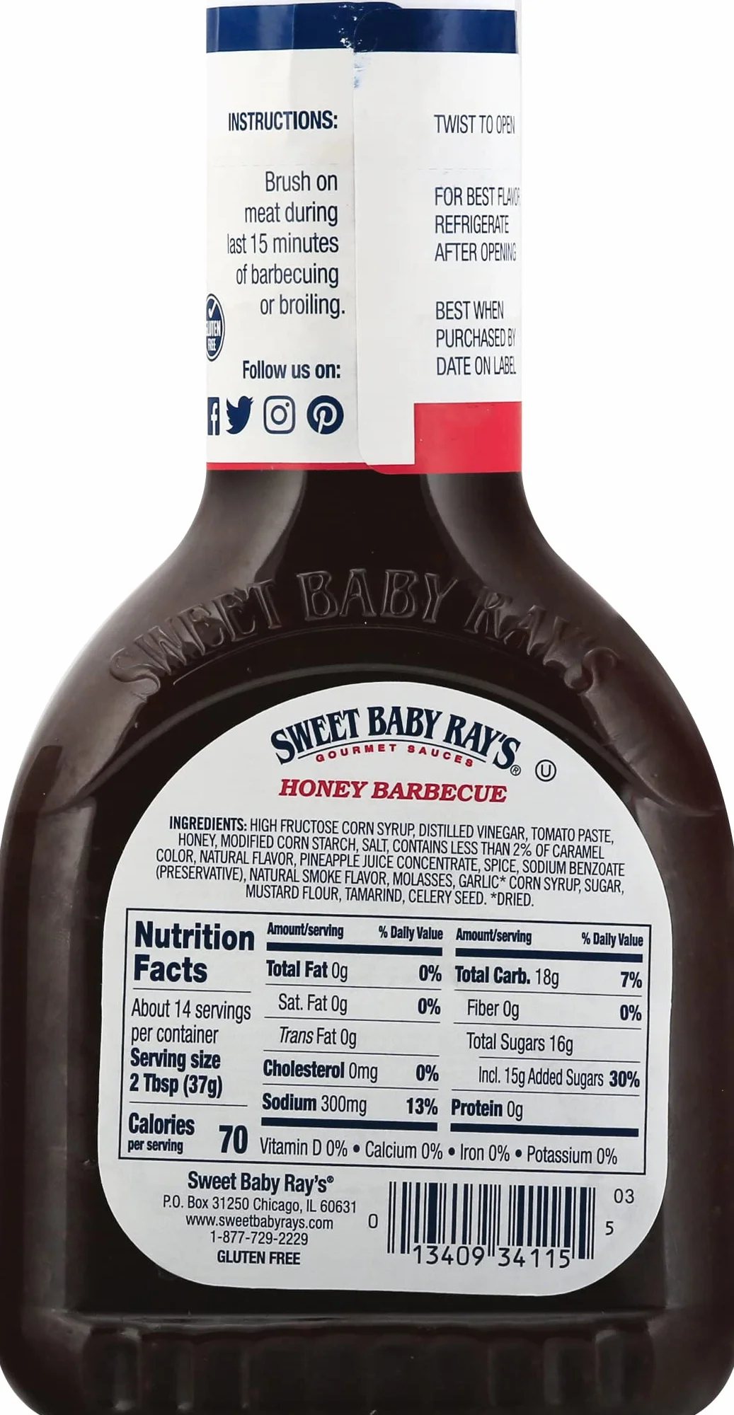Sweet Baby Ray's BBQ Sauce 18 oz Pack of 3 Honey
