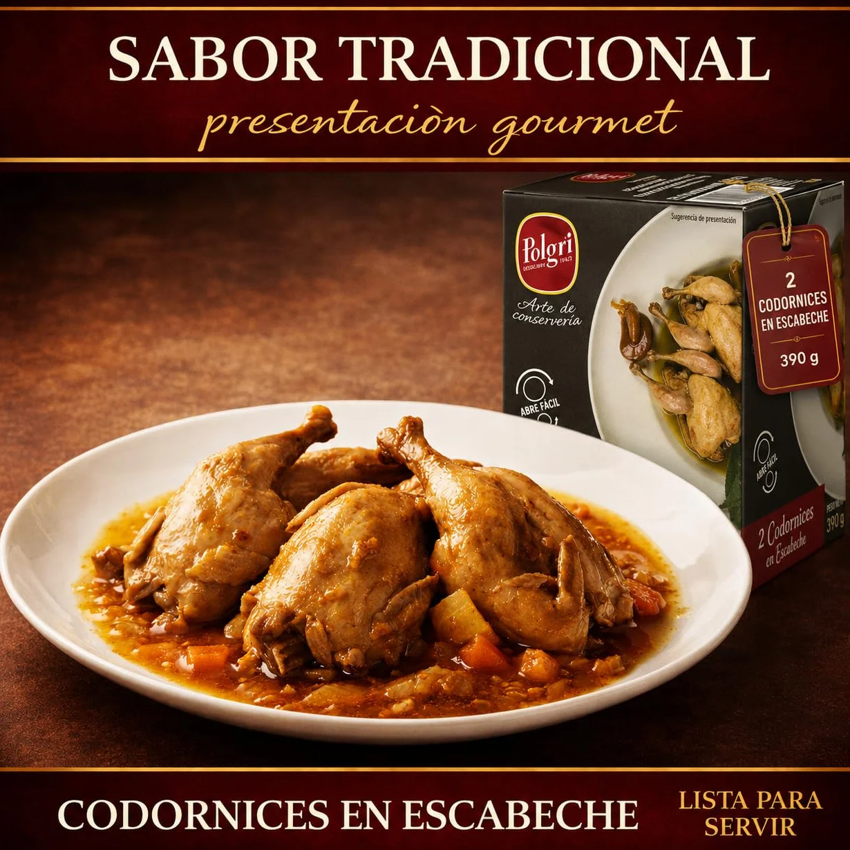 POLGRI Codornices en Escabeche 3 latas 390 gr Conserva Gourmet Carne de Caza Aperitivo Premium