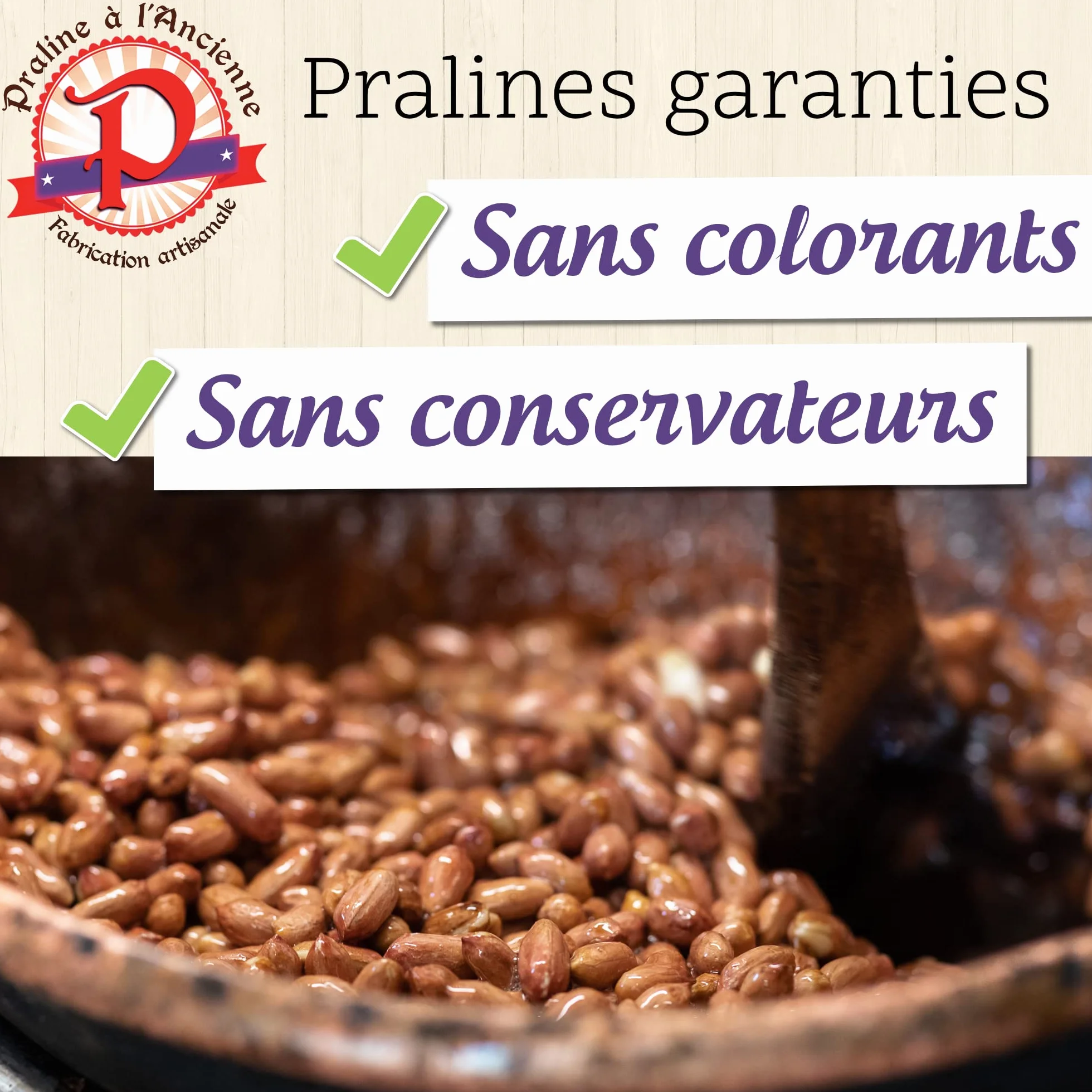 Pralinés a la Antigua - Caja de Regalo de Pralinés «Clásicos» - Delicias Artesanales Favoritas - Almendras, Pacanas, Cacahuetes - 3 Bolsitas - 430 gr - Fabricado en Francia