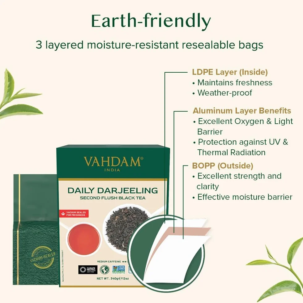 VAHDAM, Hojas De Té Negro Darjeeling De Himalaya - 340g (+170 Tazas) Té Darjeeling Puro | Rico Y Aromatico | De Hojas Sueltas De Grado De La India | Te Negro Granel